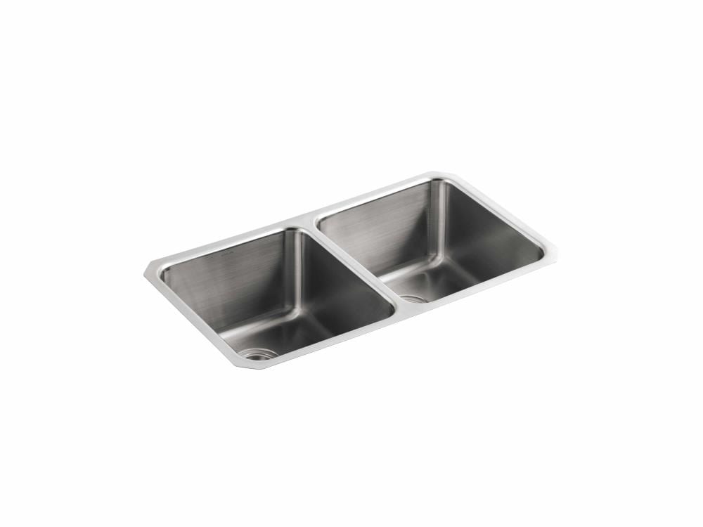 KOHLER 3171-NA Undertone Undermount 31.5-in x 18-in Stainless steel Double equal bowl 18 -Gauge Kitchen Sink