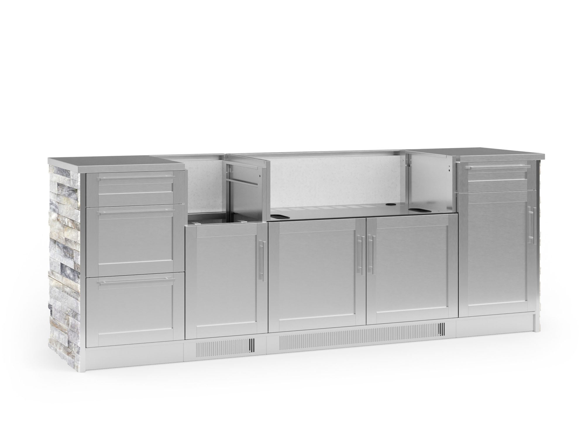 NewAge Products 68766 Signature Series Stainless Steel 8 -Piece 95.16-in W x 25.5-in D x 37-in H Modular Outdoor Kitchen Set