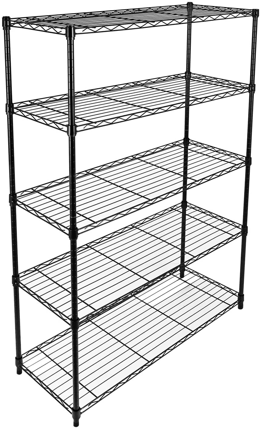 Kahomvis GRAIN-QPS4-823 Steel Heavy Duty 5 -Tier Utility shelving unit ( 36.2-in W x 14.5-in D x 62.5-in H ) ( Black , ( 250-lb lbs. Capacity Per Shelf )