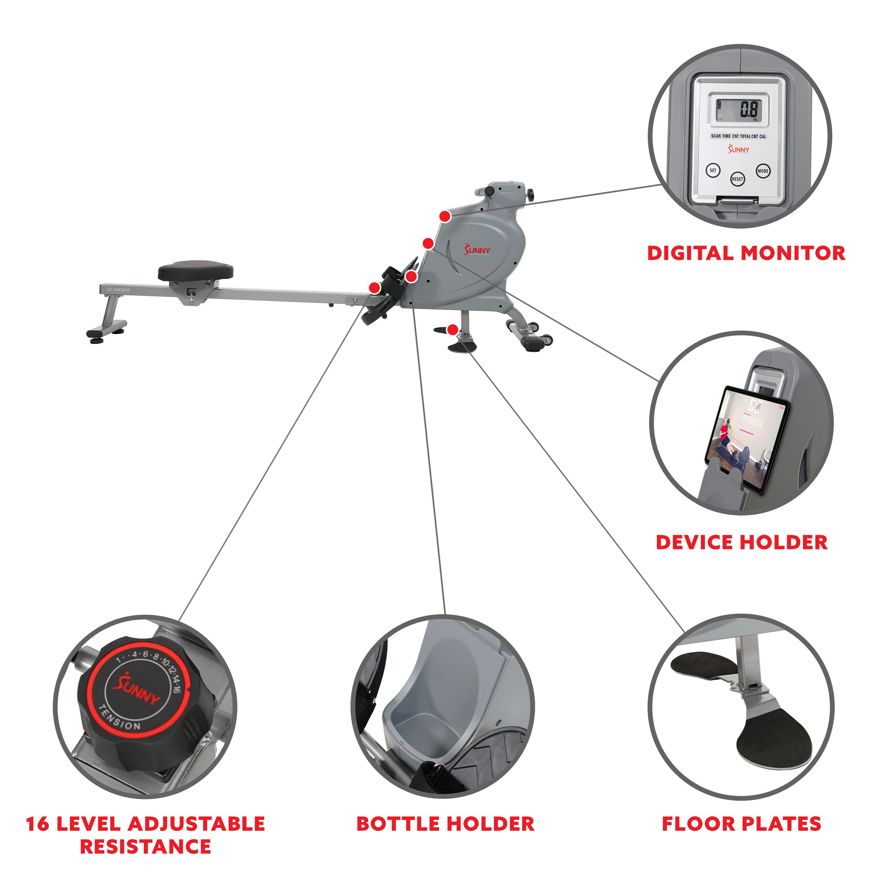 Sunny Health & Fitness SF-RW5935 Rowing-Machines - View #8