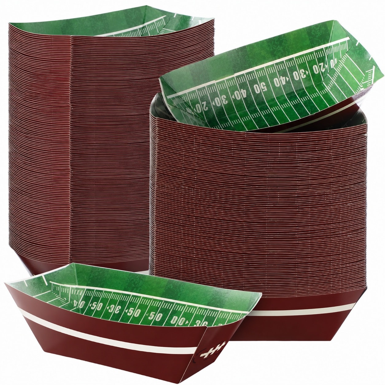 Aoibox  4 13 in W x 1 97 in H x 6 3 in D Football Paper Food Trays Disposable Serving Boats Party Set of 50