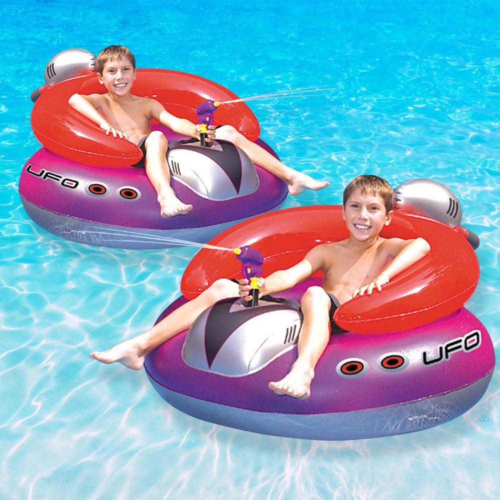 Swimline Swimming Pool UFO Squirter Toy Inflatable Lounge Chair Float 3 Pack 