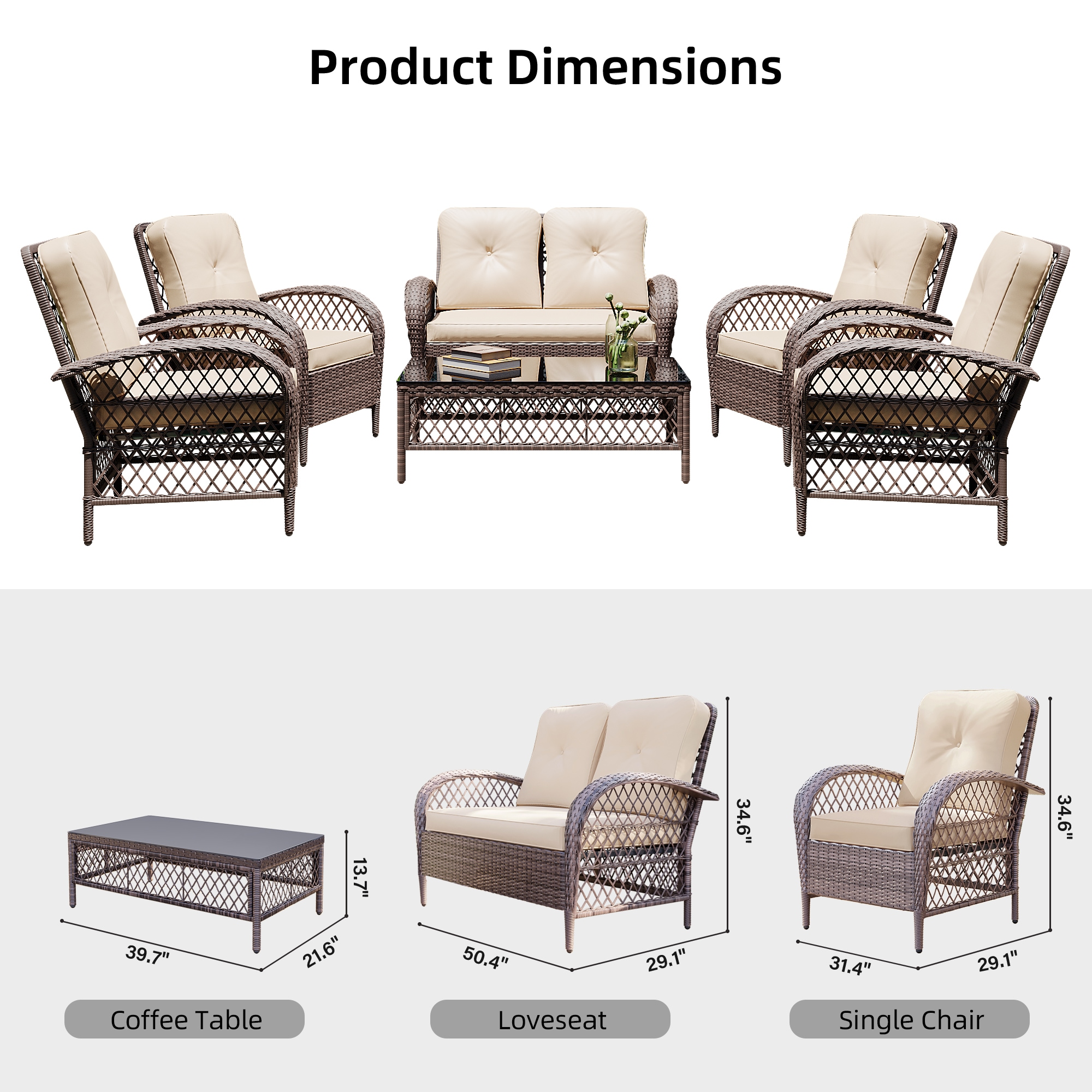 Patio Watcher LH6-B-BEIGE Patio-Conversation-Sets - View #3