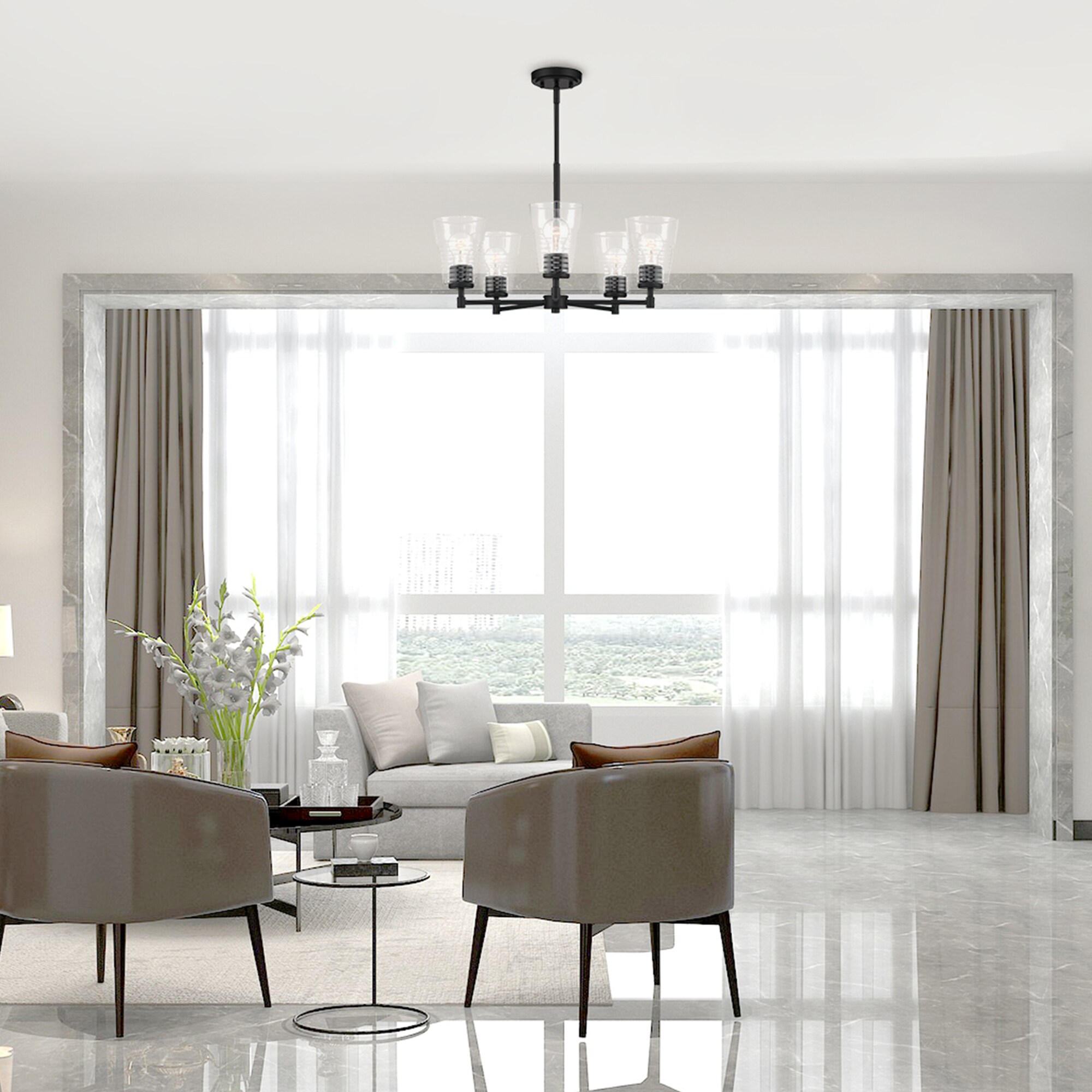 Designers Fountain D230M-5CH-MB Ingo 5 -Light Matte Black Modern/contemporary For Use in Dining Rooms, Foyers, Living Rooms Chandelier