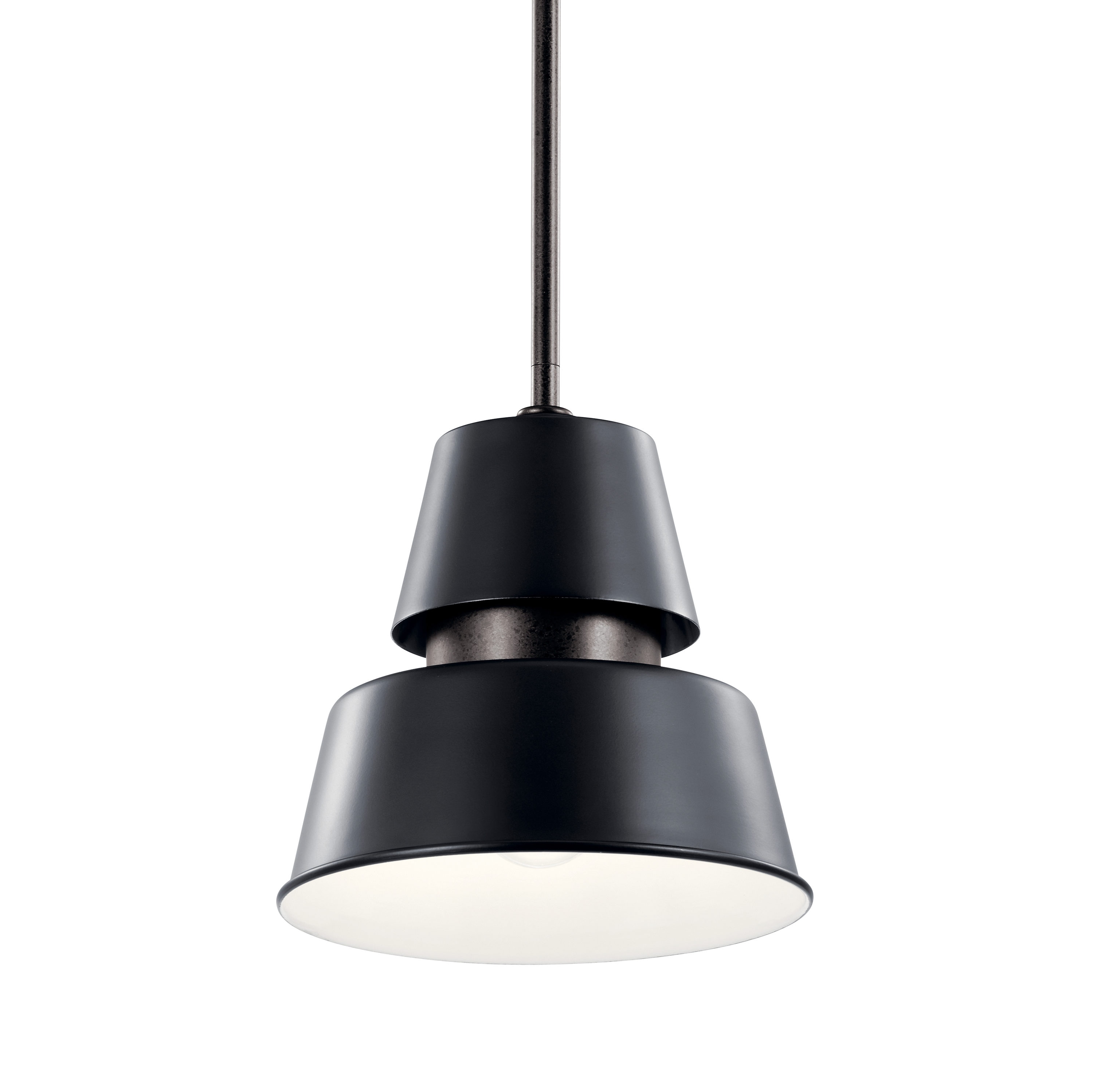 Lozano Black Aluminum Bowl Pendant with White Interior - Indoor/Outdoor