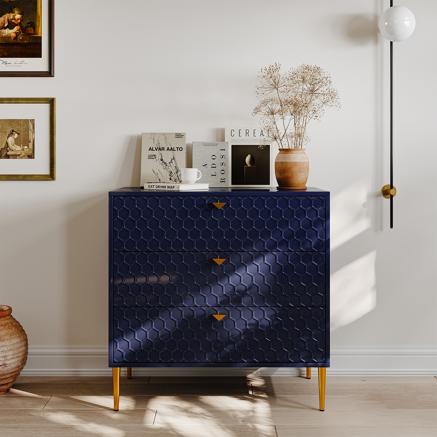Mondawe 31.5 in. 3-Drawer  Cabinet, Black