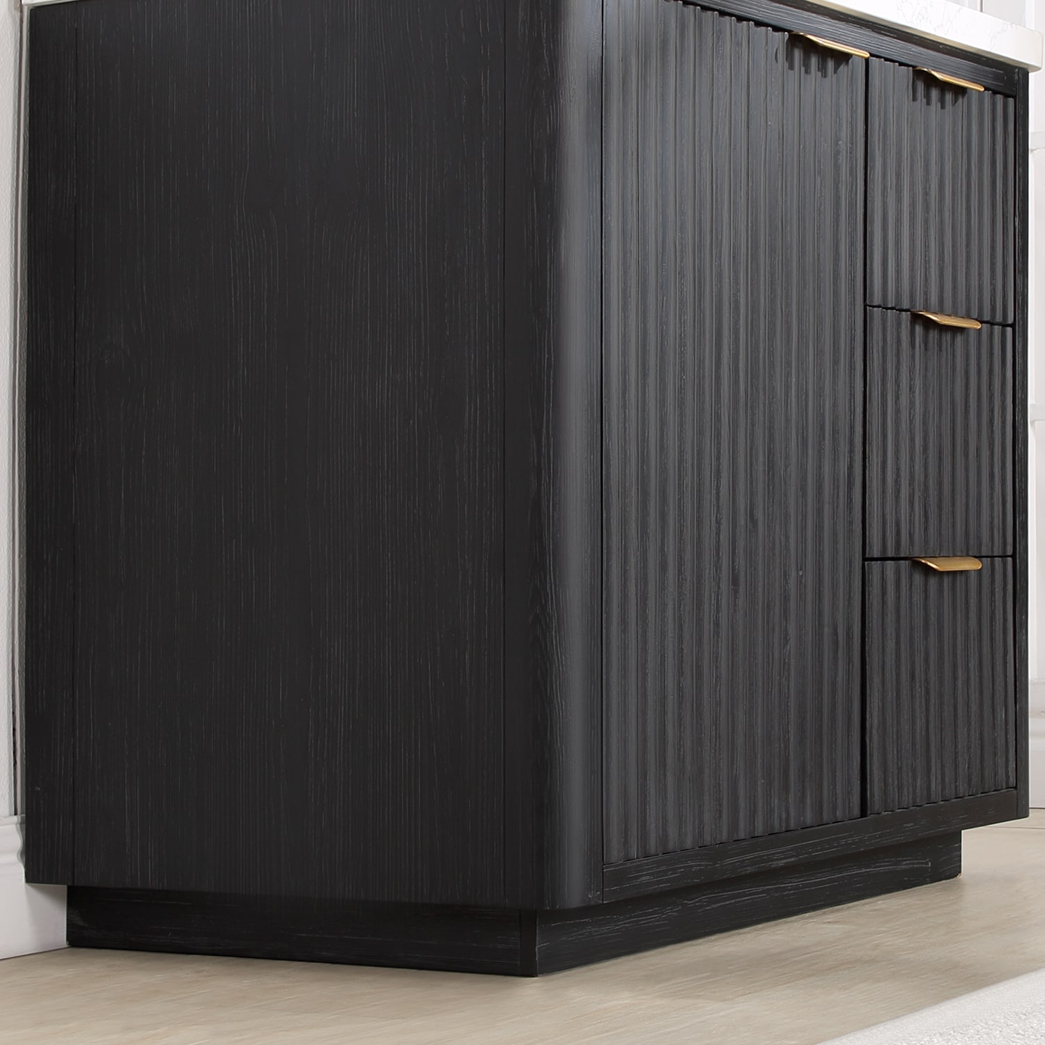 Cadiz 36-inch Black Oak Single Sink Vanity with White Engineered Stone Top