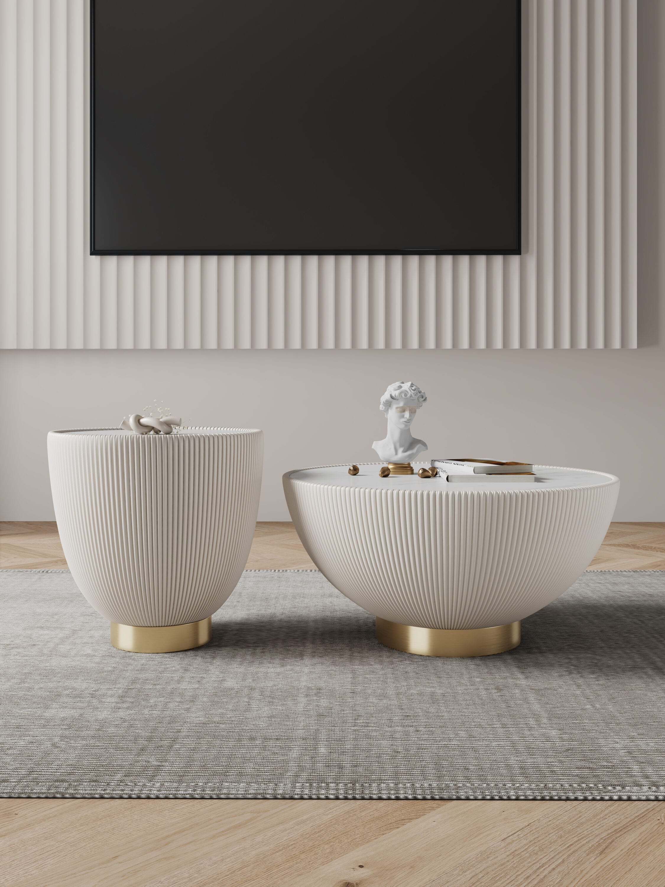 Manhattan Comfort 2-AT01-CR Ceramix Faux Ceramic Modern Coffee Table