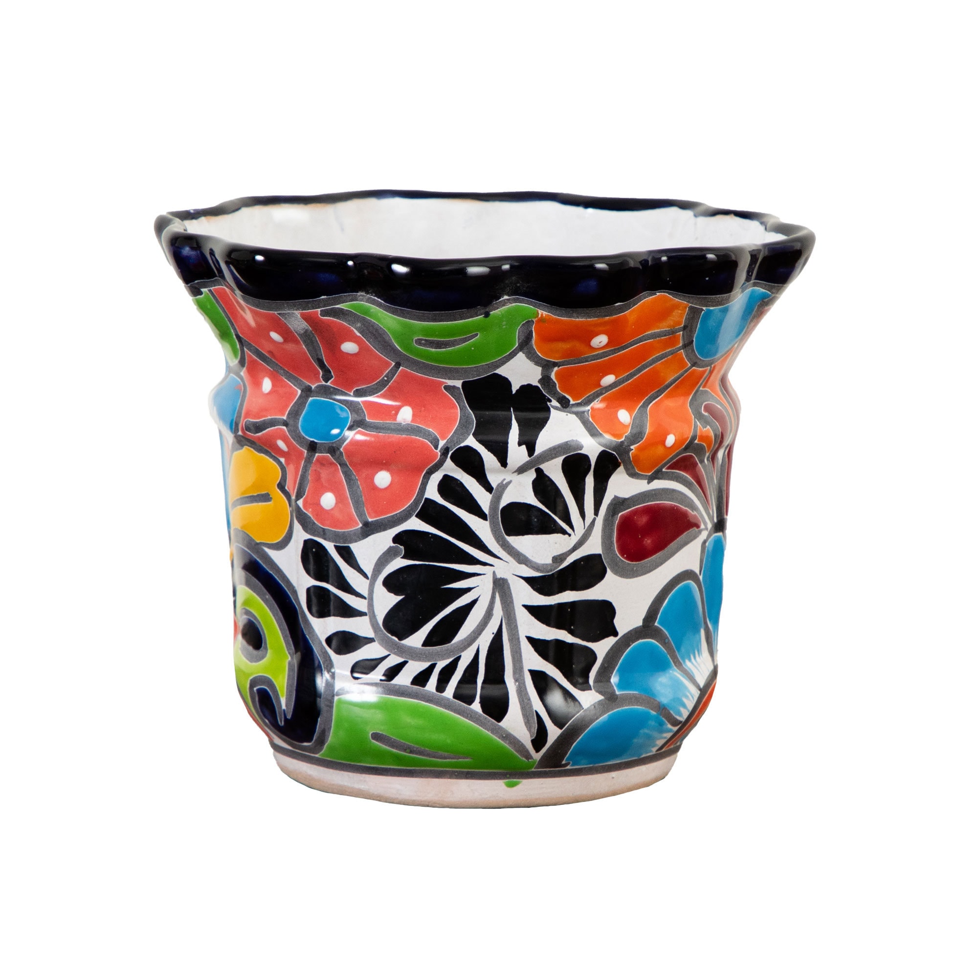 Nearly Natural 7547-S1 Round 8-in W Small Multiple colors/finishes Ceramic Indoor Planter with Drainage Holes