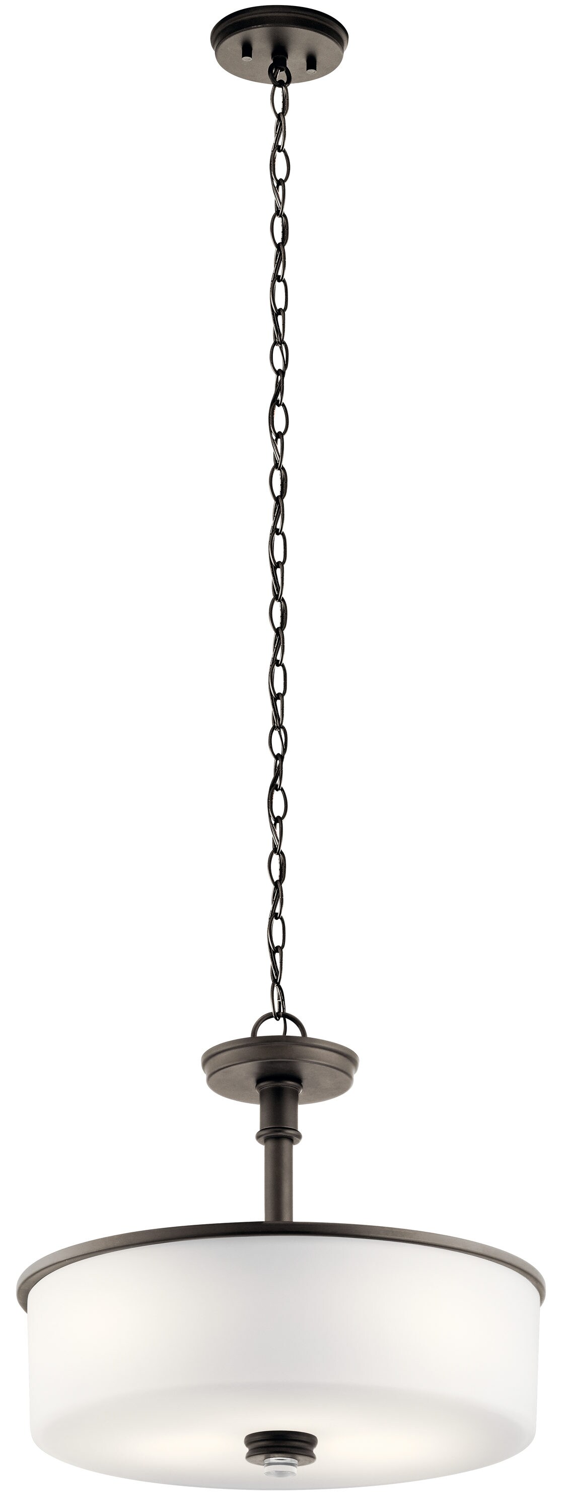 Kichler Joelson 3-Light Olde Bronze Transitional Etched Glass Drum Medium Hanging Convertible Pendant/semi-flush