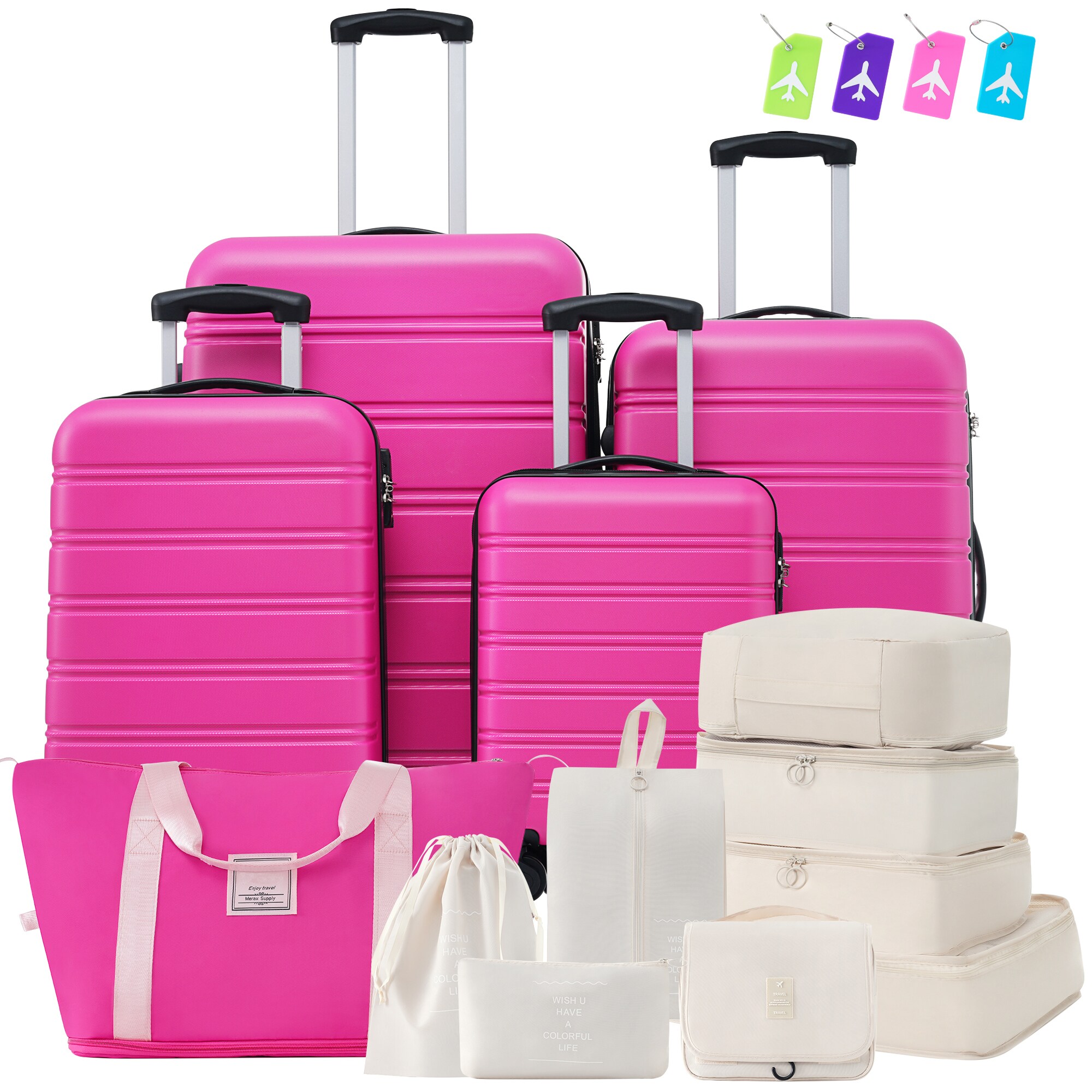 LOVMOR - Hardshell Luggage Sets 4 pcs and Bag Spinner Suitcase with TSA Lock Lightweight Luggages