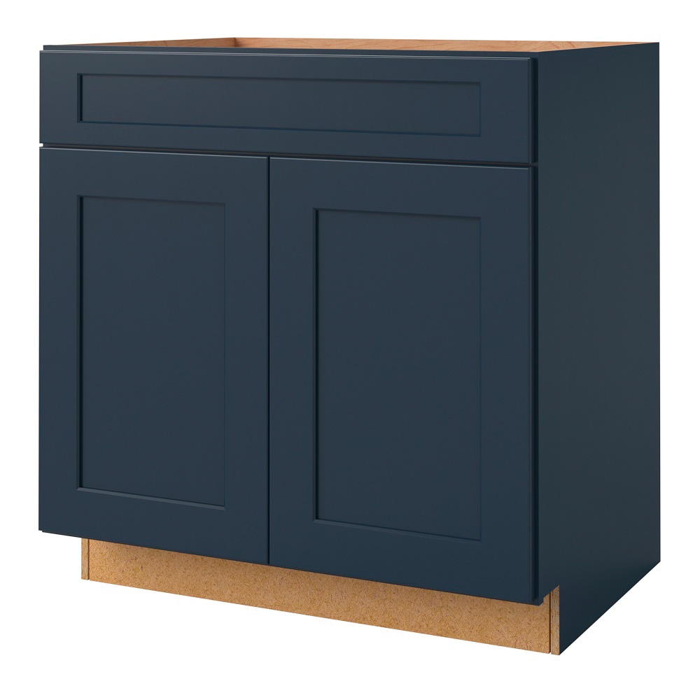 allen + roth 433NV Port 33-in W x 34.5-in H x 24-in D Navy Sink Base Fully assembled Cabinet (Flat Panel Shaker)