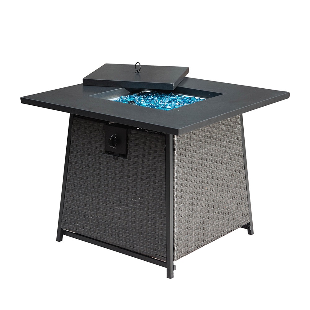 32-in W Dark Gray Iron Square Tabletop Propane Gas Fire Pit Table | - Sunrinx MG56-1-FP