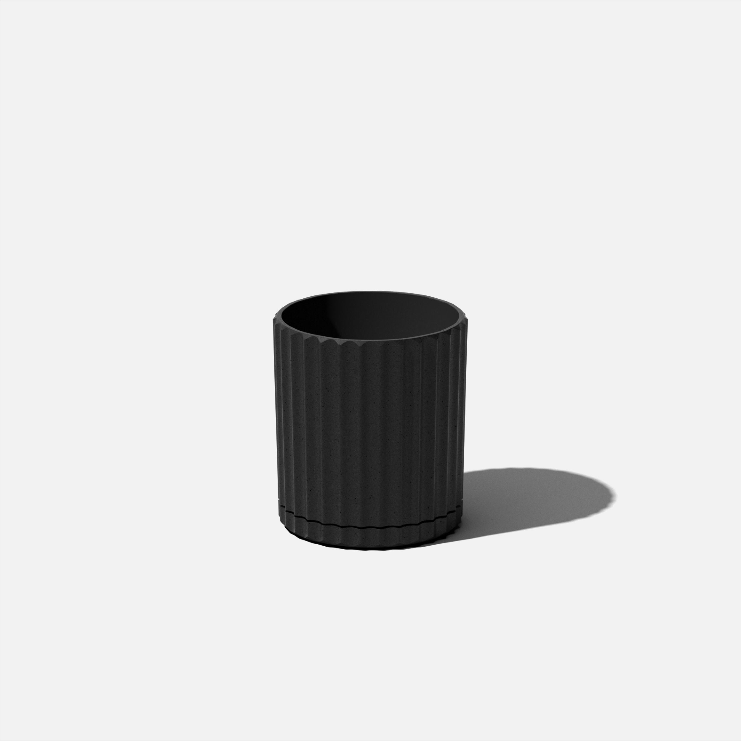 Demi 6" Black Plastic-Stone Fluted Planter