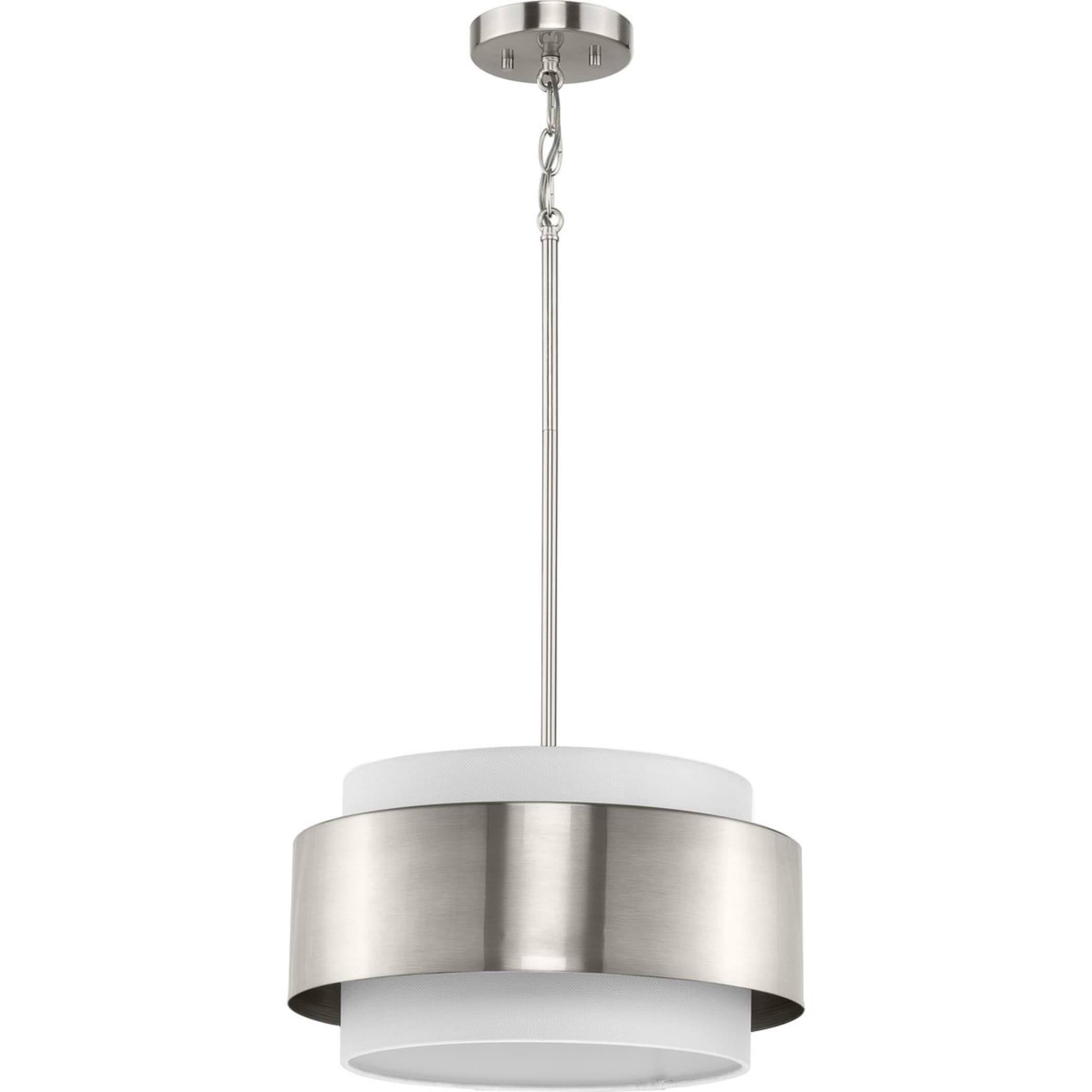 Silva Brushed Nickel Glass Drum Pendant Light