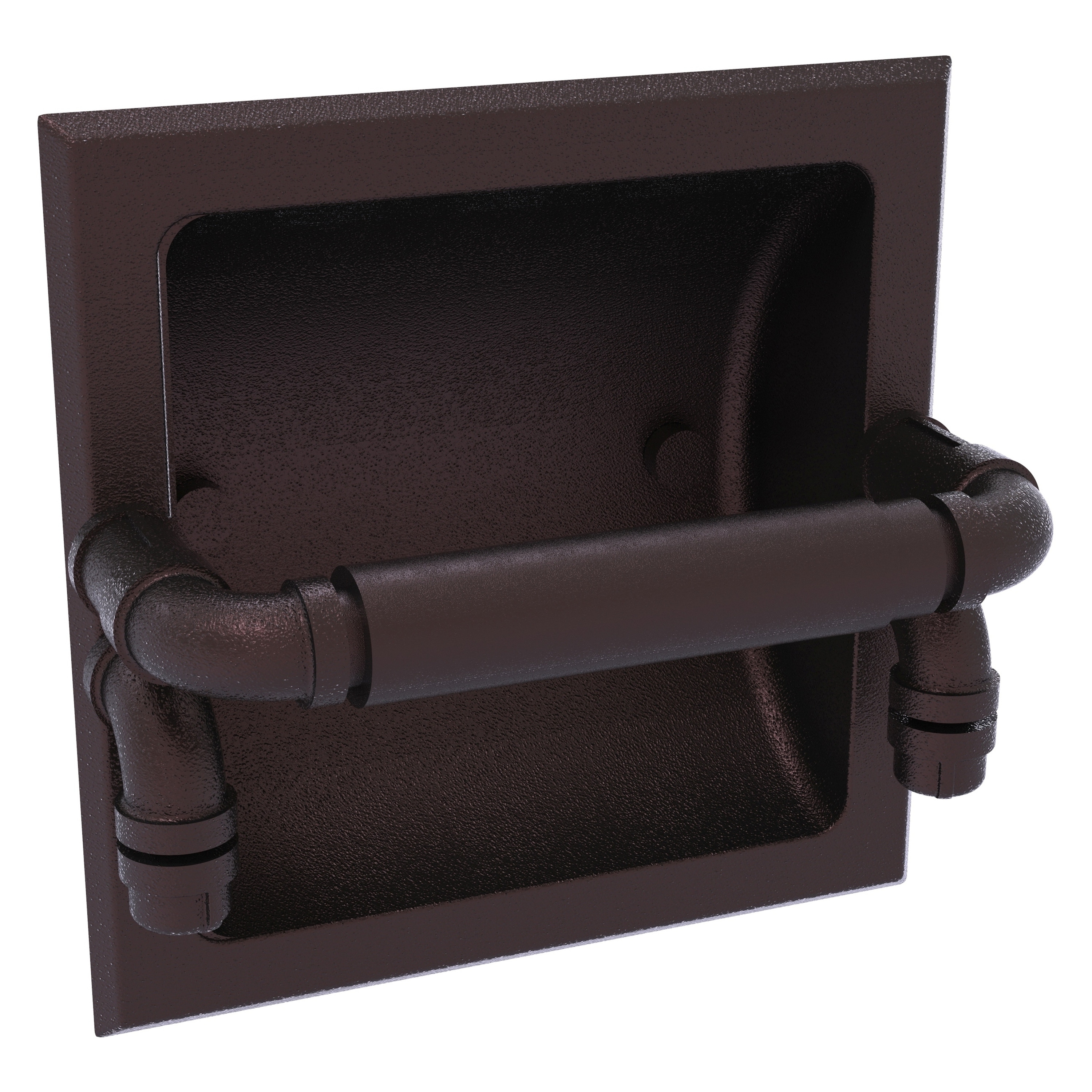 Allied Brass P-190-RTP-ABZ Pipeline Antique Bronze Recessed Double post Toilet Paper Holder 1 -Rolls with Storage
