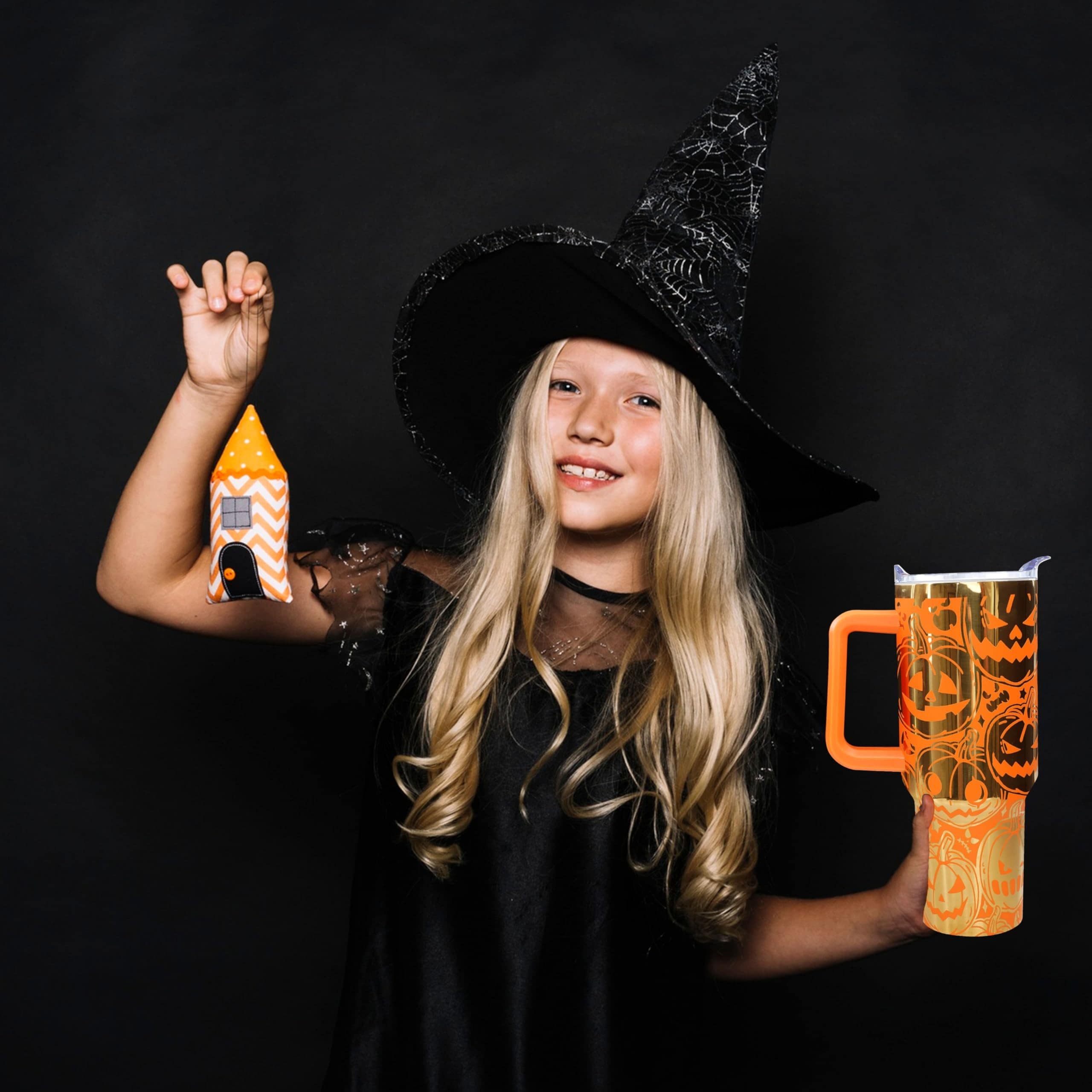Aoibox  40 oz Halloween Pumpkin Tumbler for Women with Handle Straw Lid and Laser Etched Design