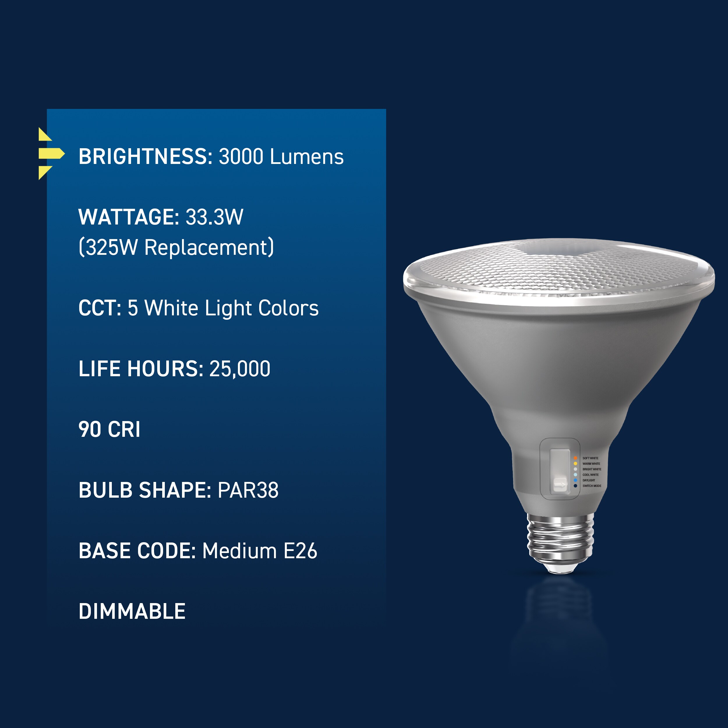 Cree Lighting 325 -Watt EQ PAR38 Switchable white Medium screw