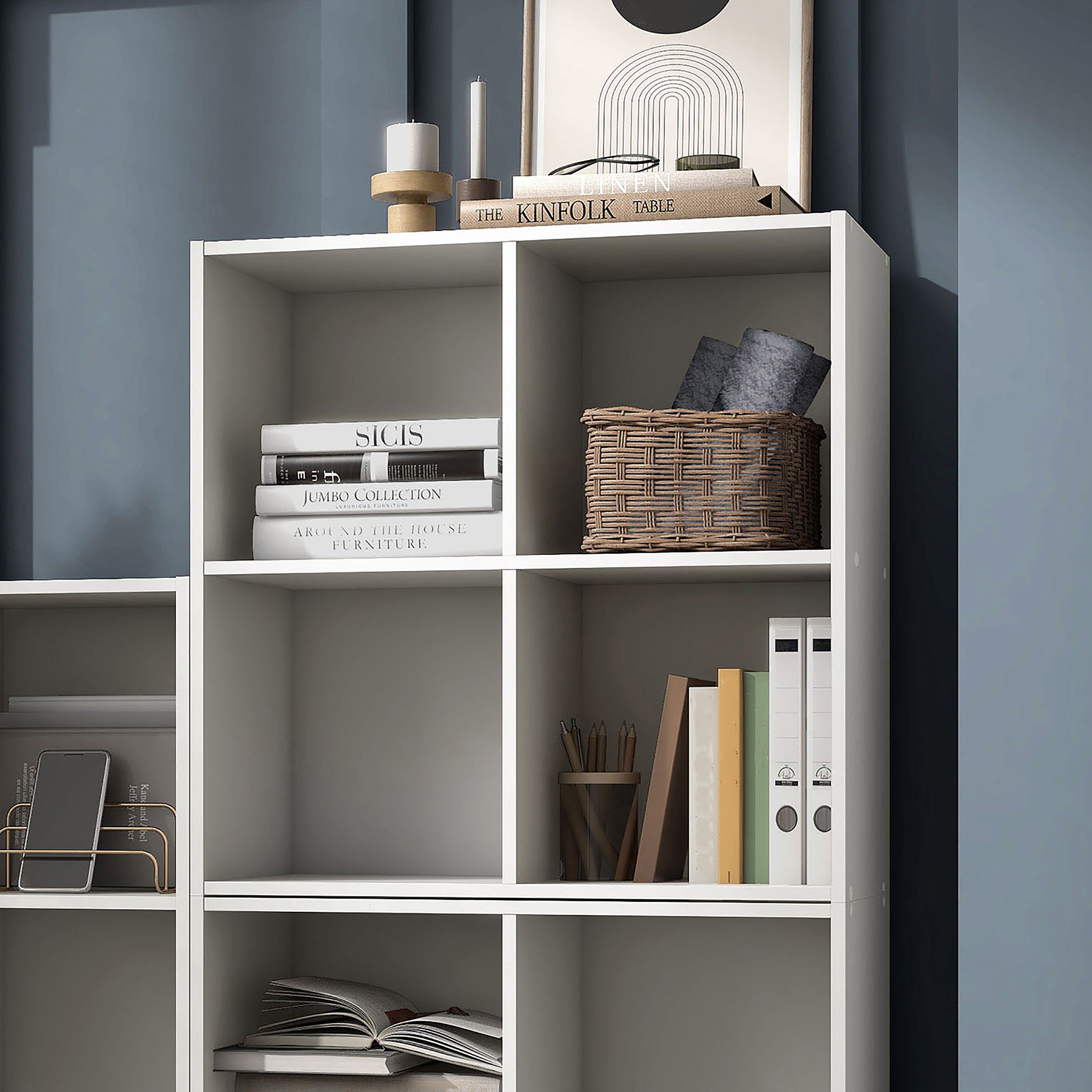 Furniture of America FGI-2381C2-4S Quincy White Composite 4 -Shelf Modular Bookcase ( 23.62-in W x 23.7-in H x 11.8-in D ) Finished