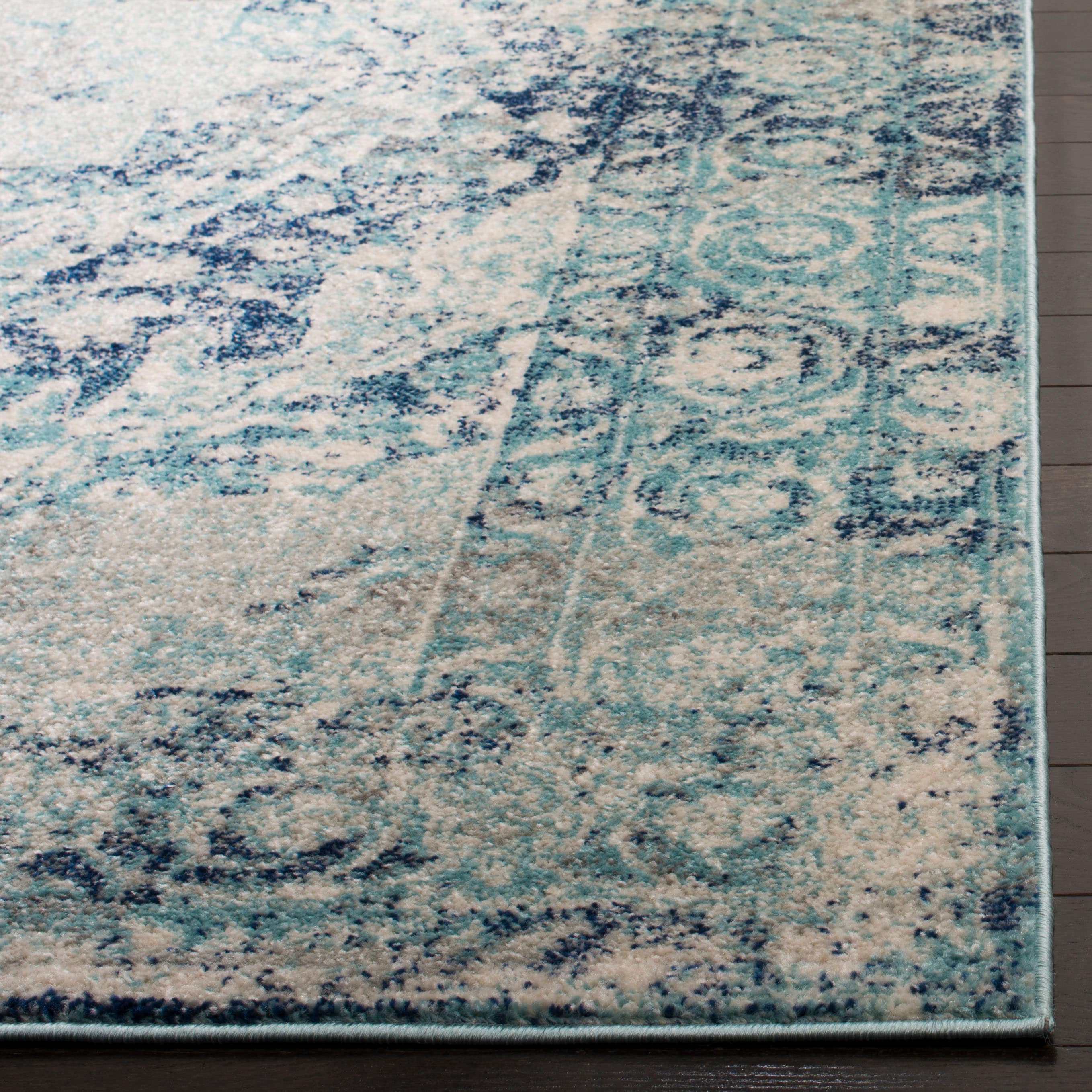 Chic Metro-Mod Ivory & Blue Reversible Synthetic Area Rug - 3' x 5'