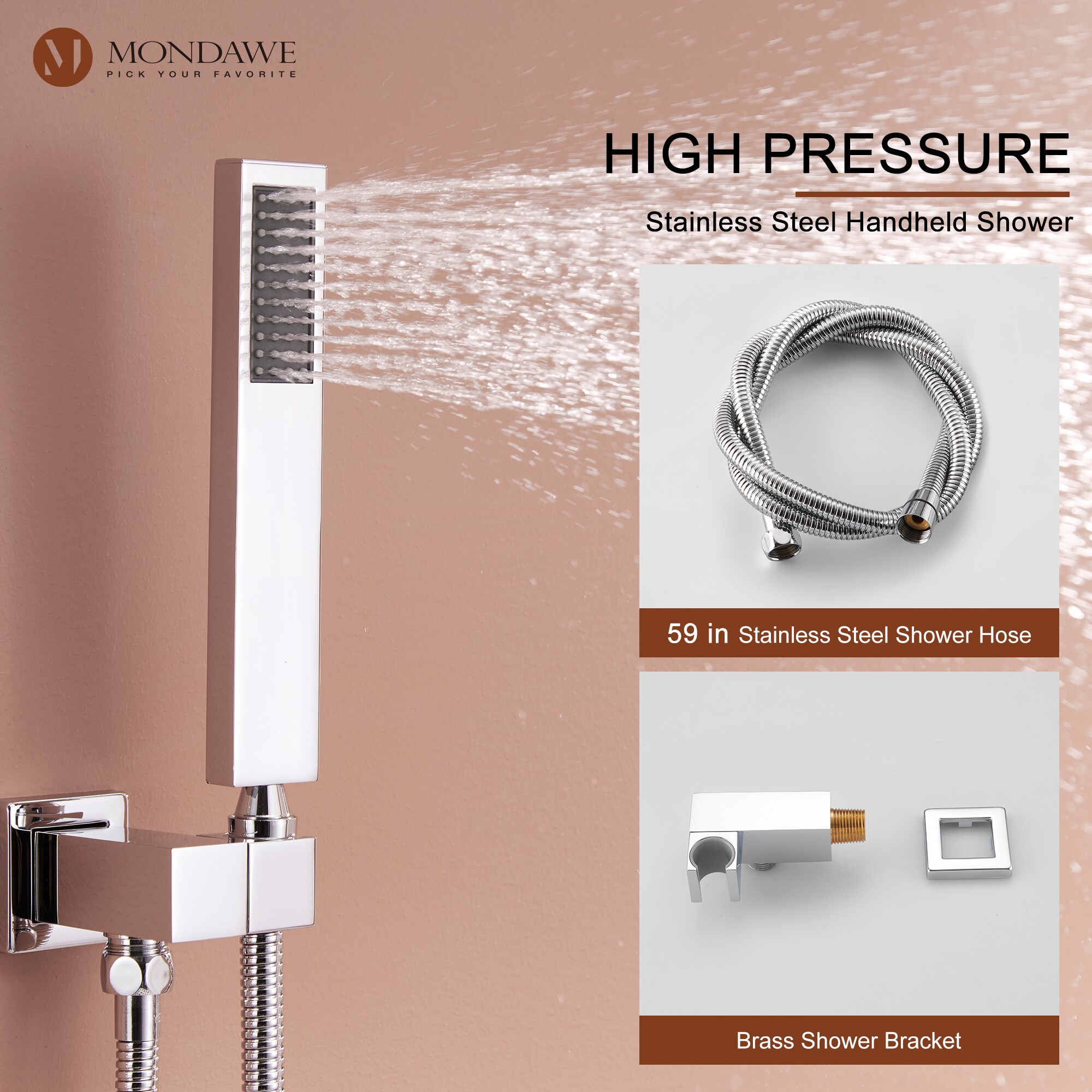 Mondawe WF6310-12CH-WM Showerhead-Bar-Panels - View #7