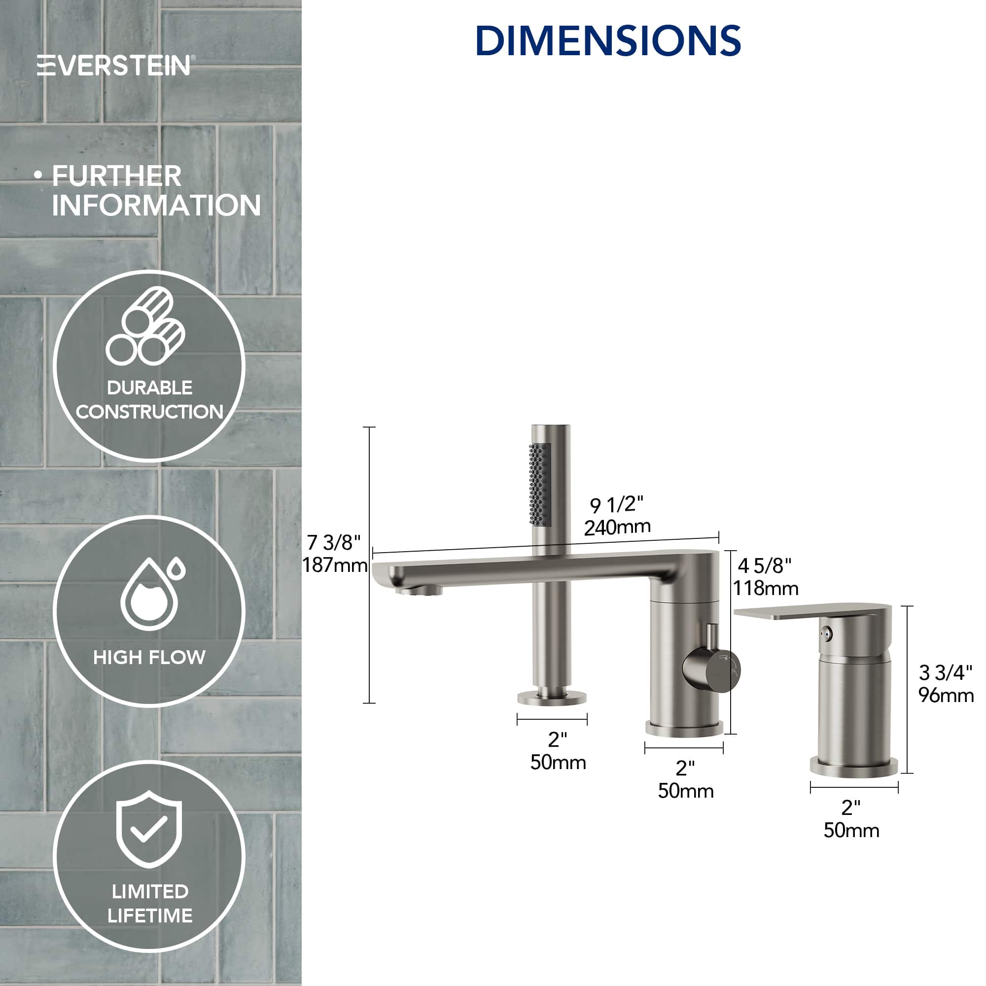 EVERSTEIN SFS-1160-NK Roman-Tub-Faucets - View #11