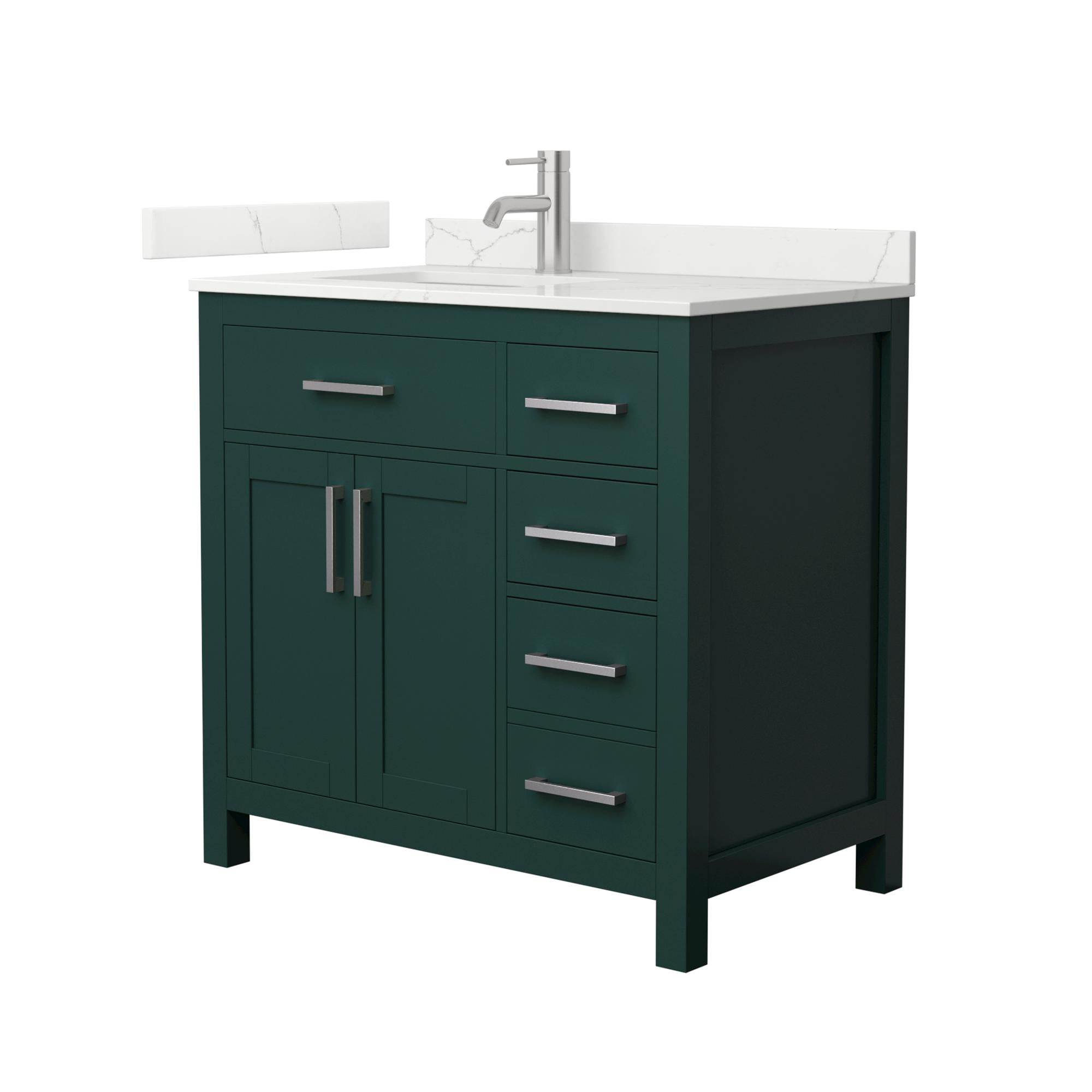 Wyndham Collection Beckett 36-in Green with Brushed Nickel Trim Undermount Single Sink Bathroom Vanity with Giotto Quartz Quartz Top