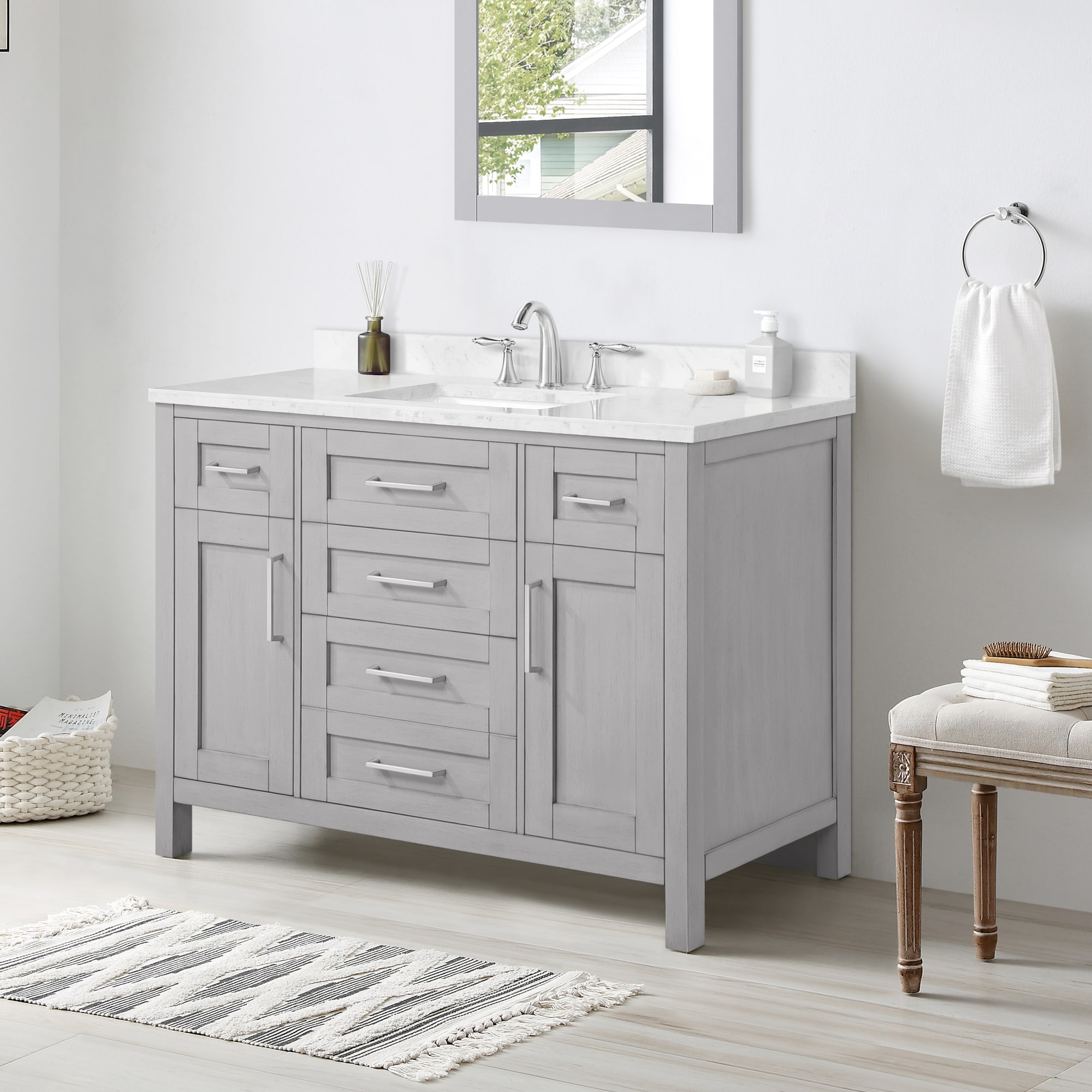 OVE Decors Tahoe 48-in Vintage Gray Undermount Single Sink Bathroom ...