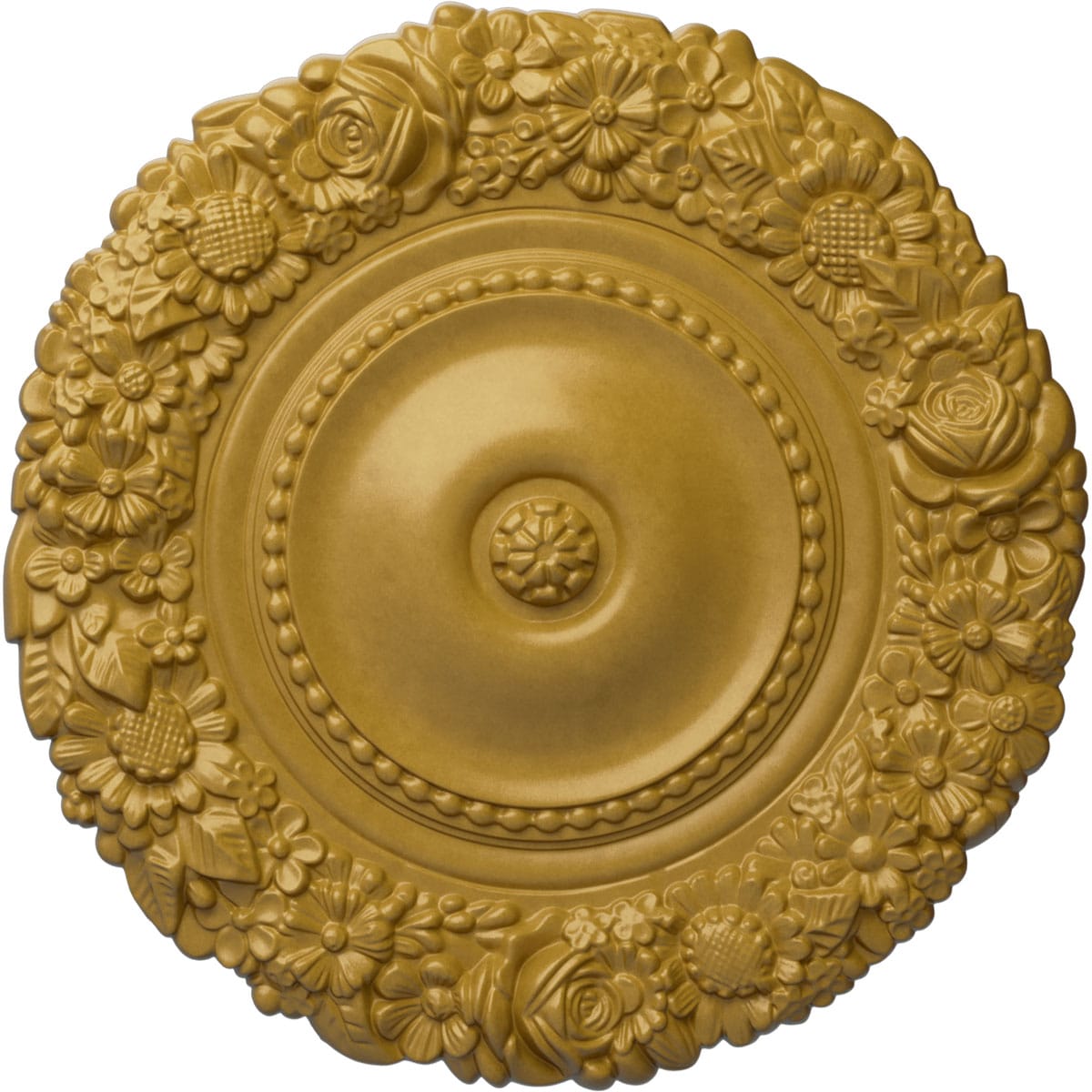 Ekena Millwork CM21MAIGS Marseille 21-in W x 21-in L Painted Iridescent Gold Polyurethane Whole Ceiling Medallion