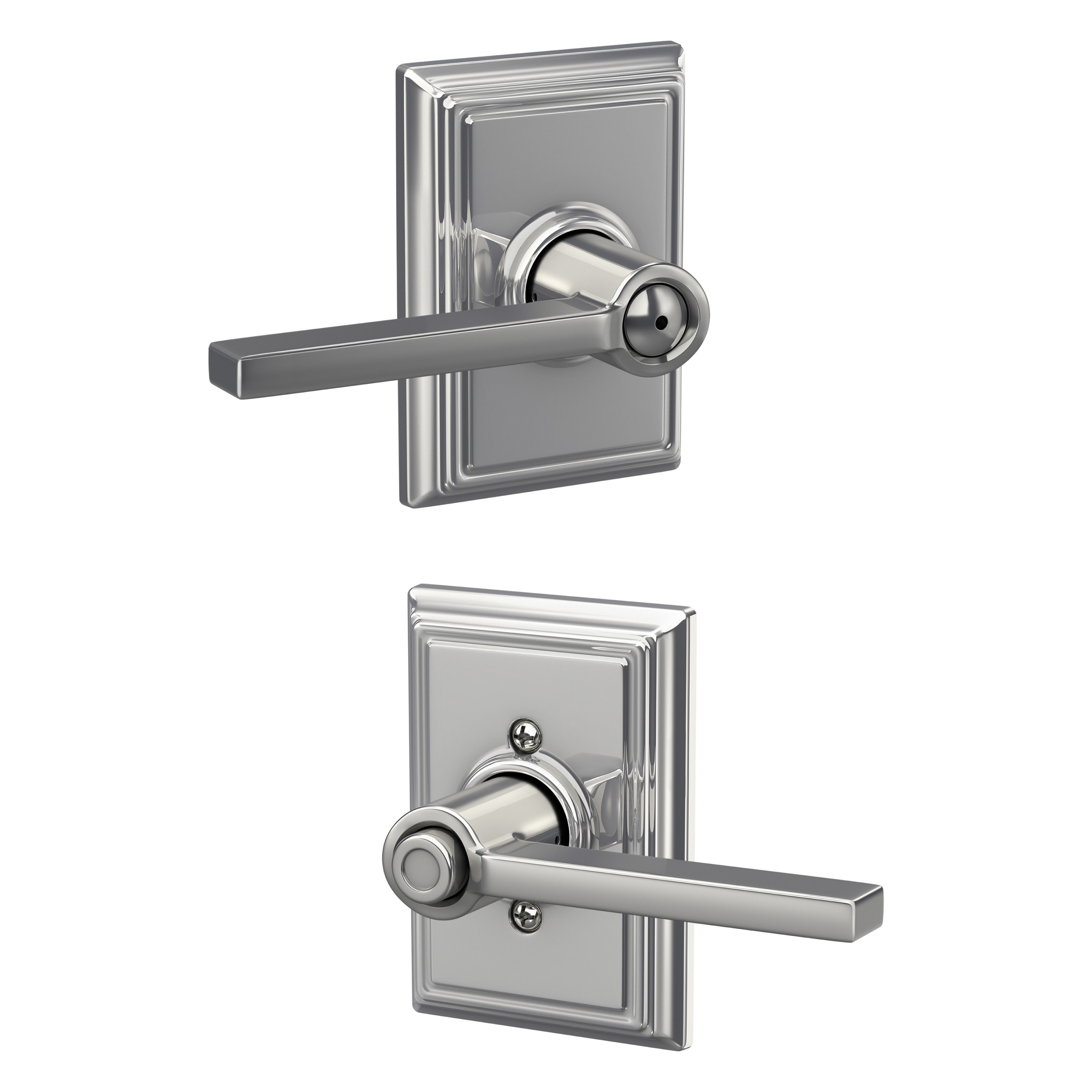 Schlage F40 LAT 625 ADD Latitude-Addison Bright Chrome Universal Interior Bed/Bath Privacy Door Handle