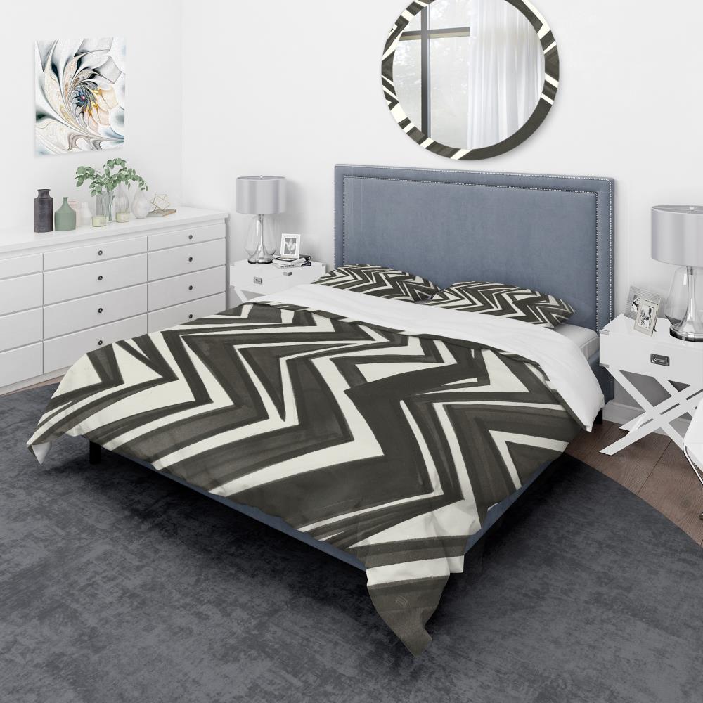 Designart BED30181-Q 3 -Piece Black Queen Duvet cover Set