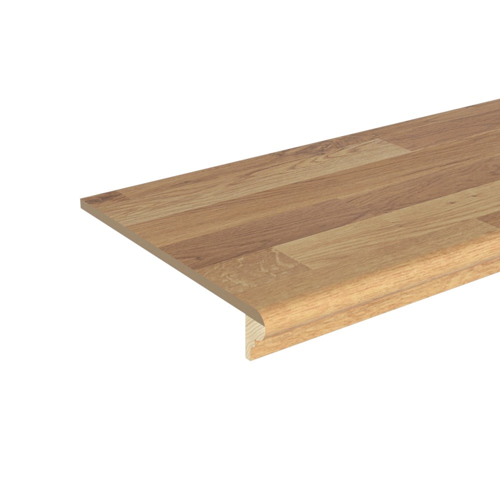Stairtek - Retread 48-in L x 11.5-in W x 0.375-in T Glenwood Oak Laminate Bullnose Stair Tread