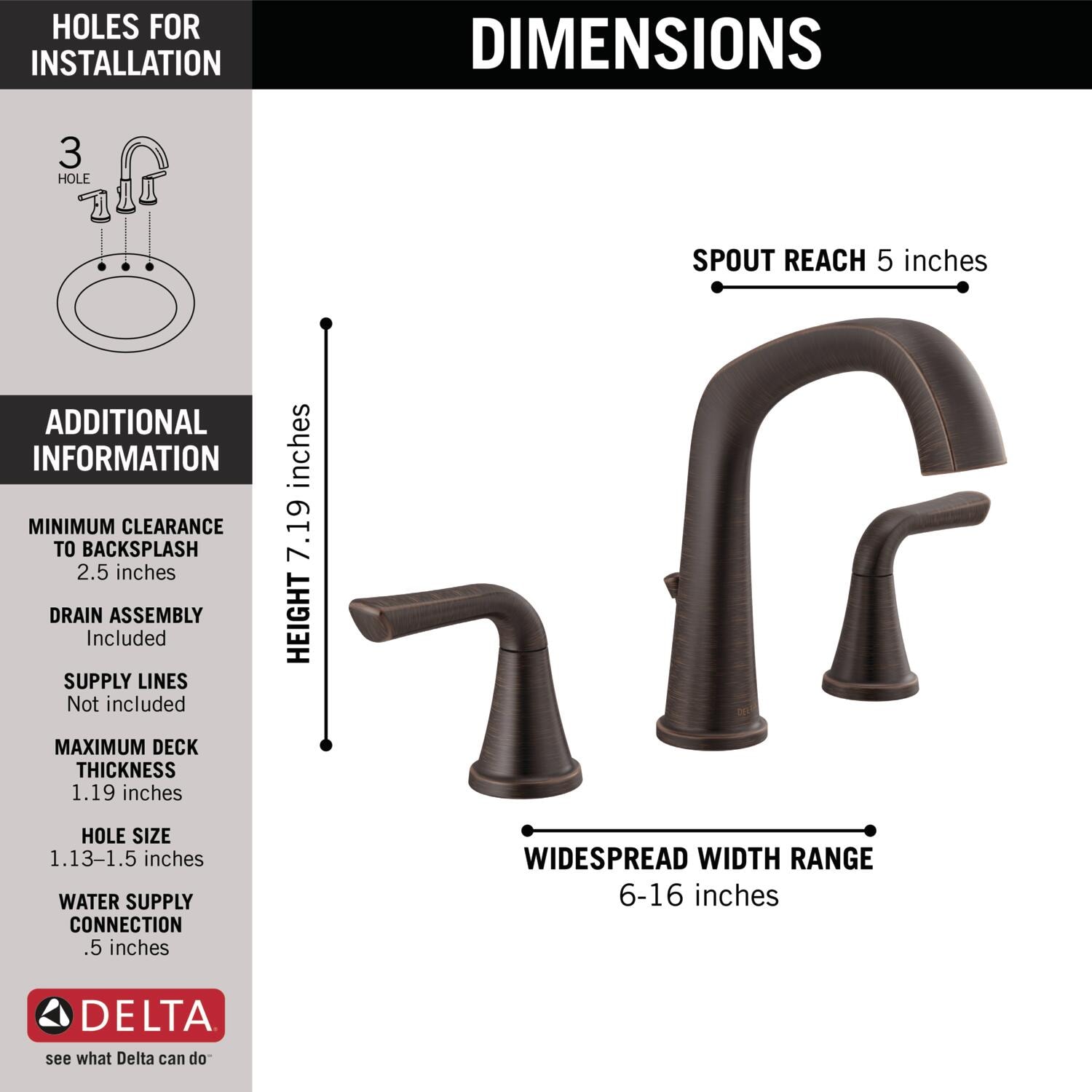 Delta Larkin Venetian Bronze Widespread 2-Handle WaterSense Bathroom Sink  Faucet with Drain in the Bathroom Sink Faucets department at Lowes.com