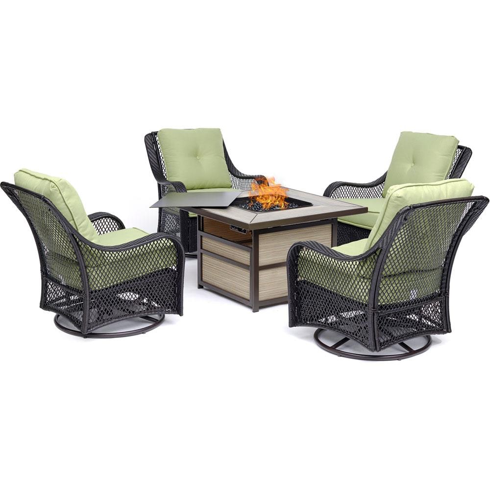 Hanover ORL5PCSW4SQFP-GRN Orleans 5 -Piece Patio Conversation Set with Green Cushions