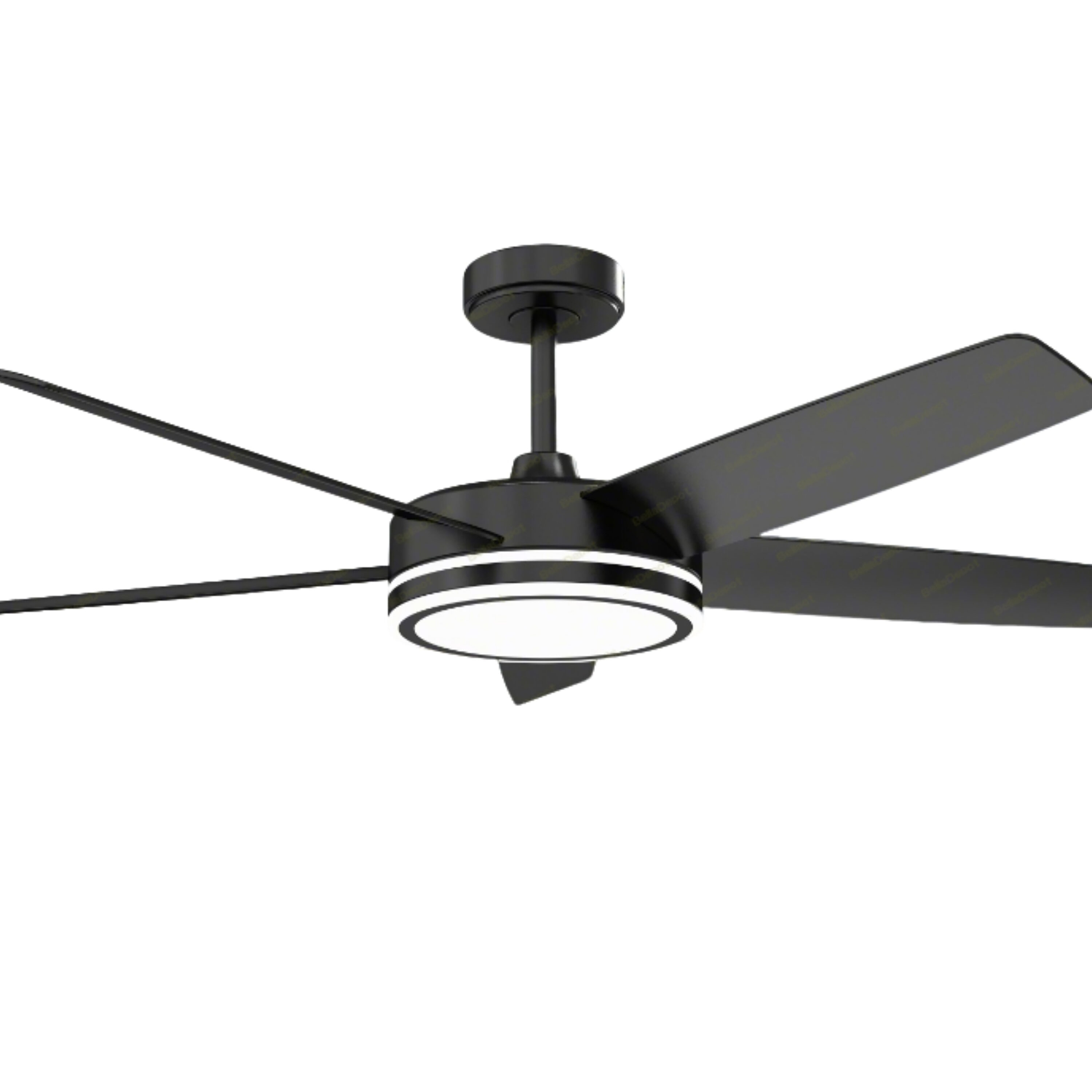 Cusp Barn CS52P25B 52-in Color-Changing Integrated LED Black with Wood Blades Chandelier Ceiling Fan With Light - Remote Included ( 5 -Blade )