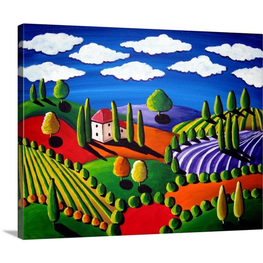 GreatBigCanvas 2539626-24-20X16 Colorful Tuscan Landscape by Re 16-in H x 20-in W Abstract Print on Canvas