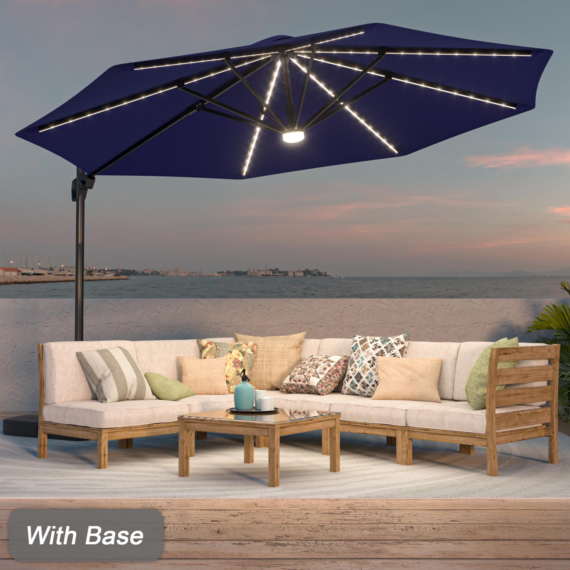 ACEGOSES 11-ft Aluminum Slide-tilt Cantilever Patio Umbrella with Lights