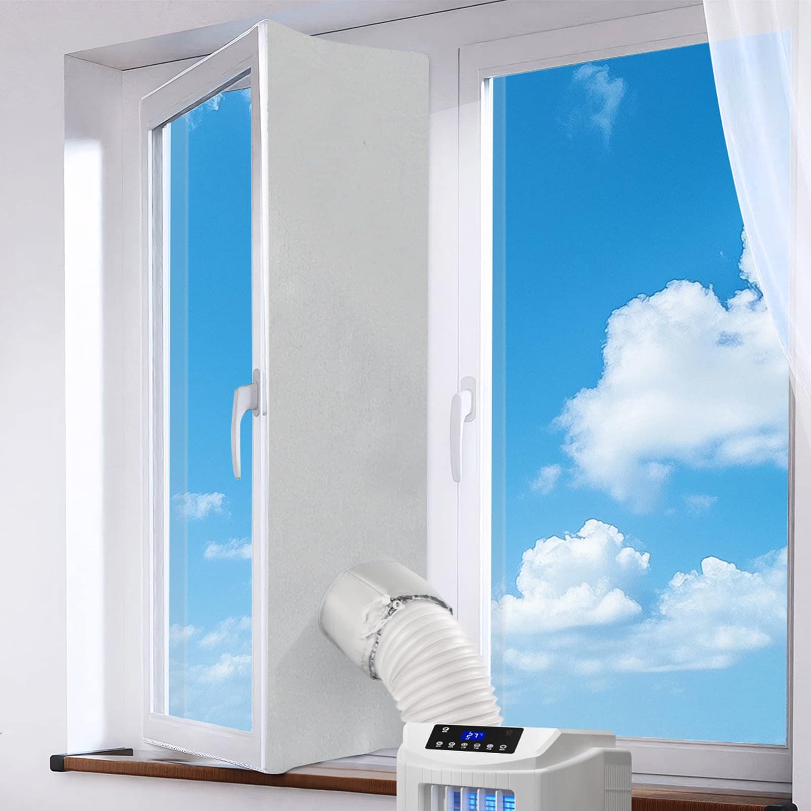 Phyfalip Portable AC Window Seal Kit 500CM 196 Inches Waterproof Vent Sealing Cloth for Push Out Windows Dryer and Dehumidifier #LPF0805P004