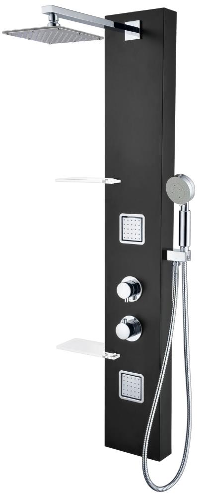ANZZI Ronin Black Waterfall Shower Panel System with 3-way Diverter ...