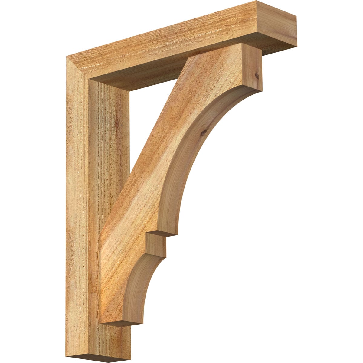 Ekena Millwork 1461809 Balboa Block Rough Sawn Bracket with Offset Brace 4-in x 16-in x 20-in Western red cedar Brown Wood Standard bracket