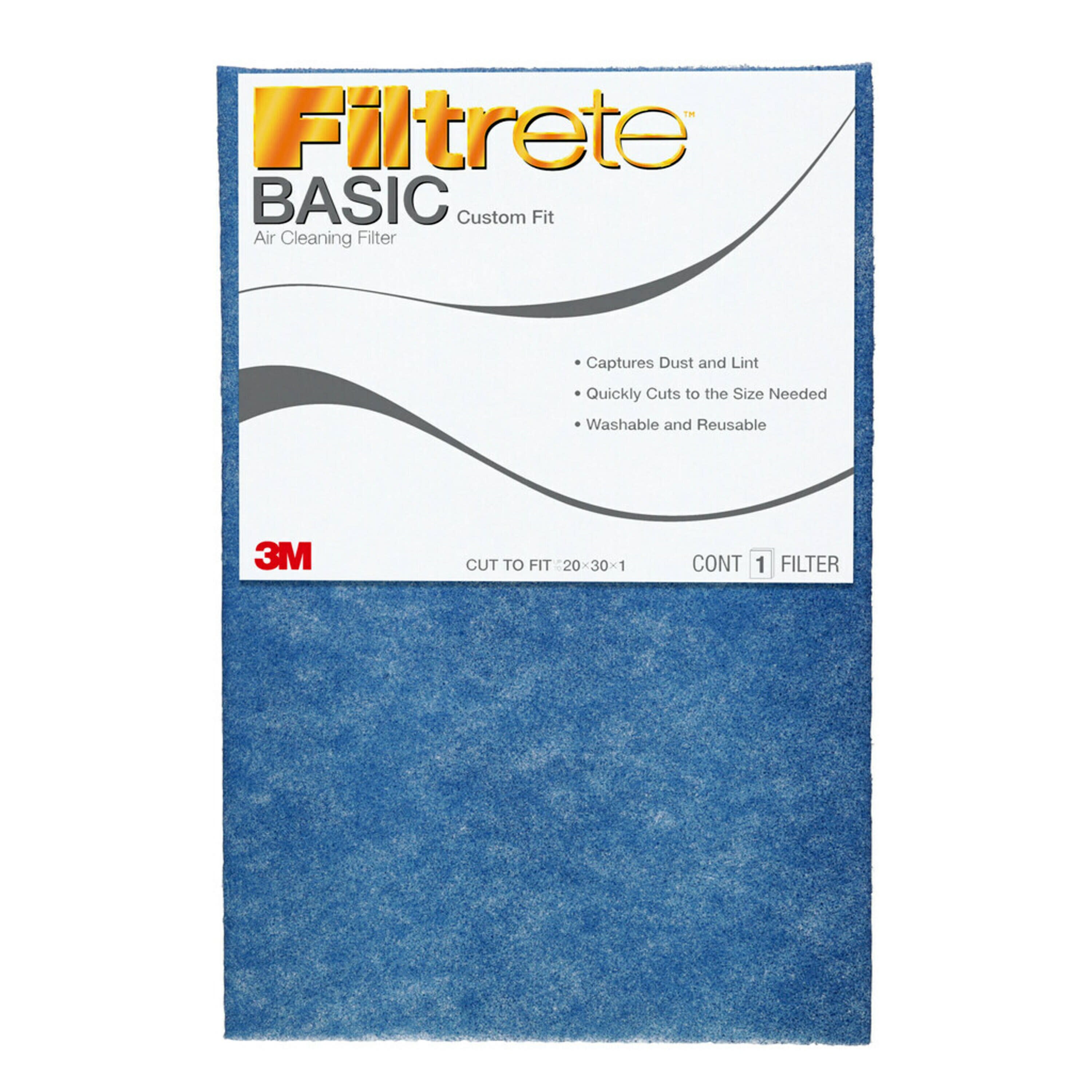 Filtrete 20-in W x 30-in L x 1-in Washable MERV 1 Basic Cut to Fit  Adjustable Air Filter in the Air Filters department at