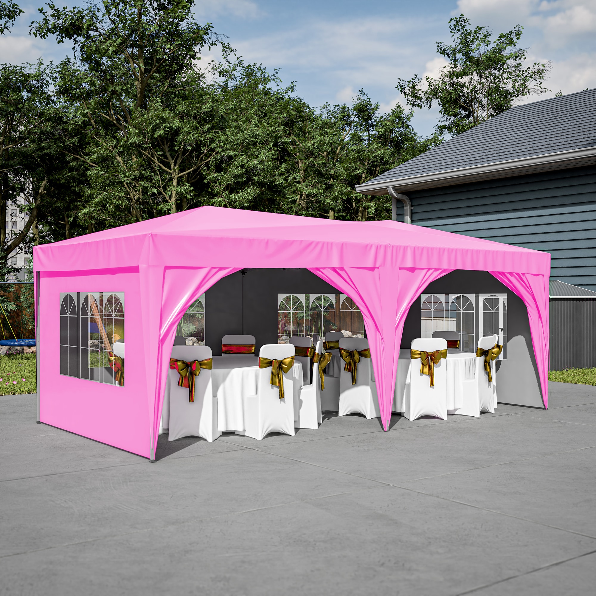 Siavonce 20-ft x 10-ft Rectangle Pink Pop-up Canopy in the Canopies ...