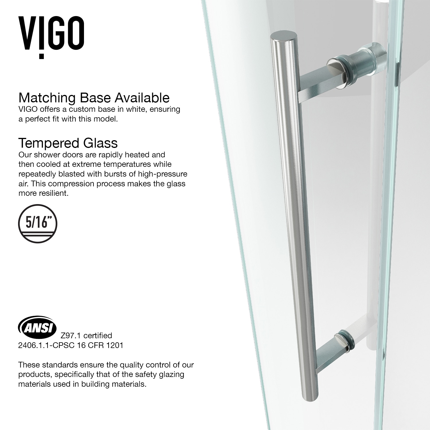 Vigo Sanibel Stainless Steel 38-in X 75-in Frameless Sliding Shower 