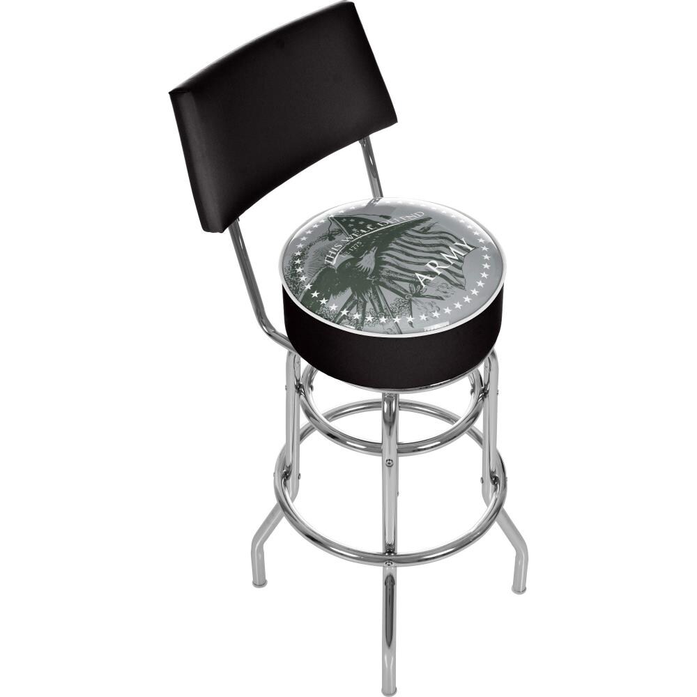 Trademark Gameroom ARMY1100-DEFEND Bar Stools with Backs Chrome Bar height Swivel Metal Bar Stool Back