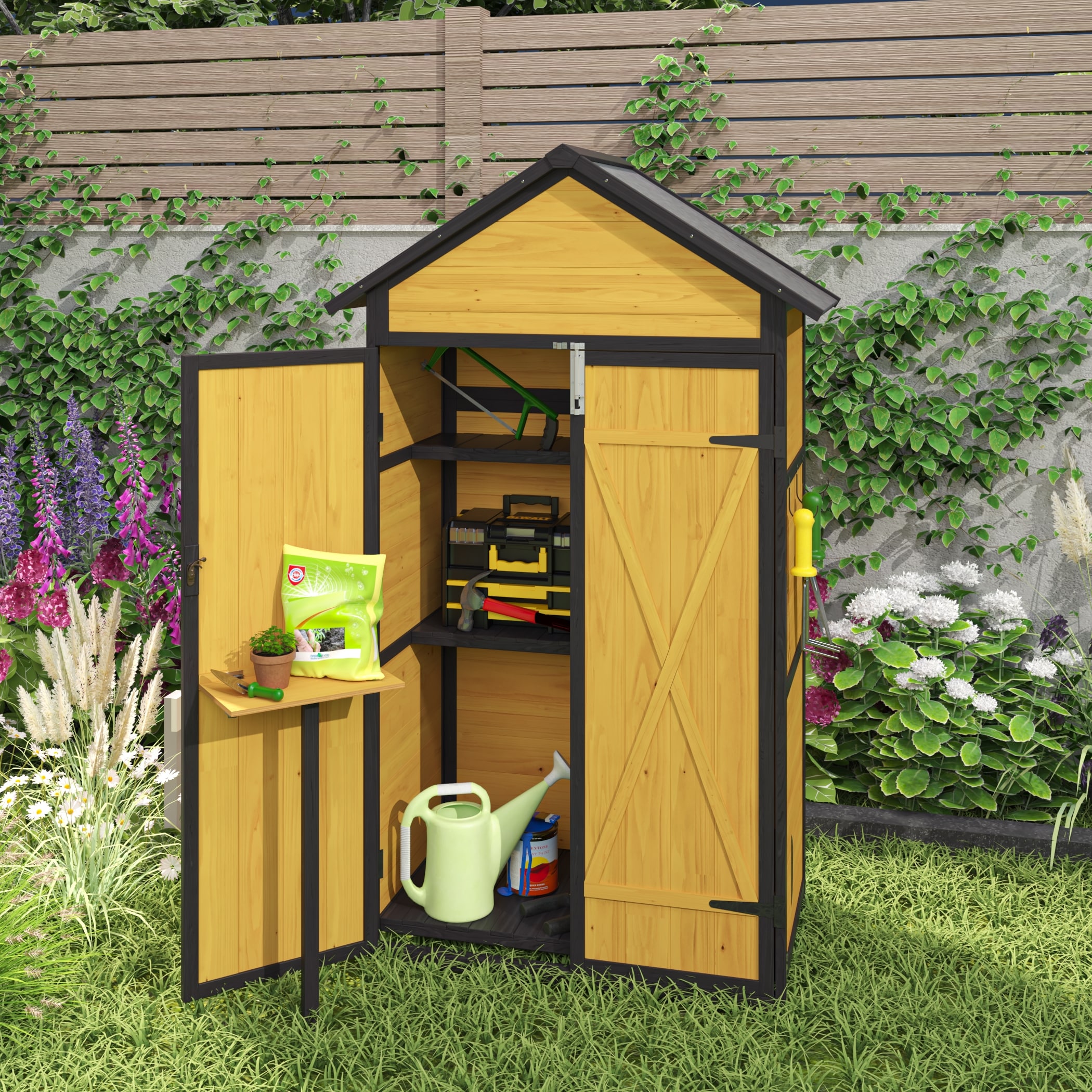 Xspracer ML-OCS007 2-ft x 3-ft Gable Style Wood Outdoor Storage Shed with 2 Doors