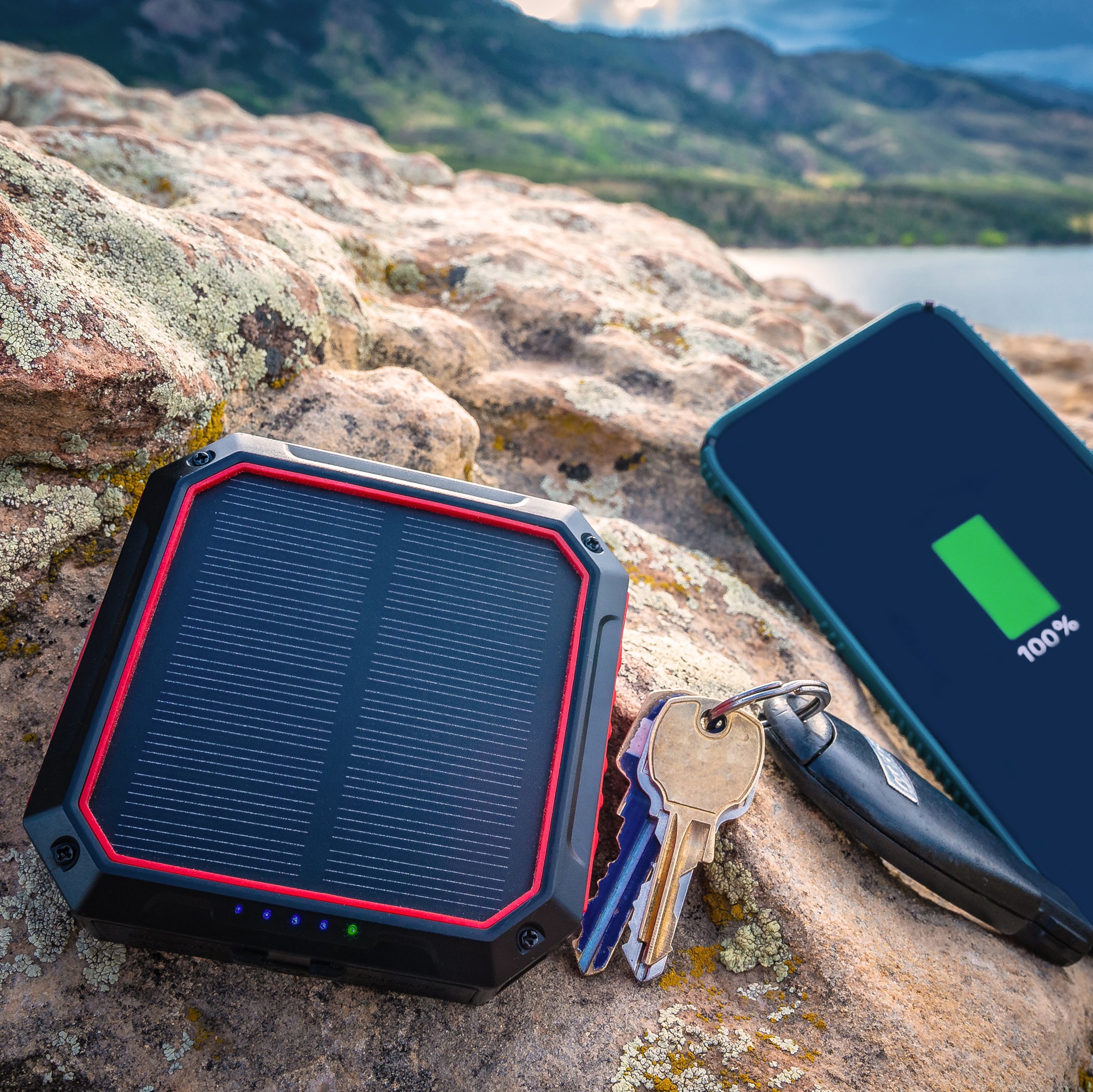 WeatherX Solar Power Bank & Light with Wireless Charger