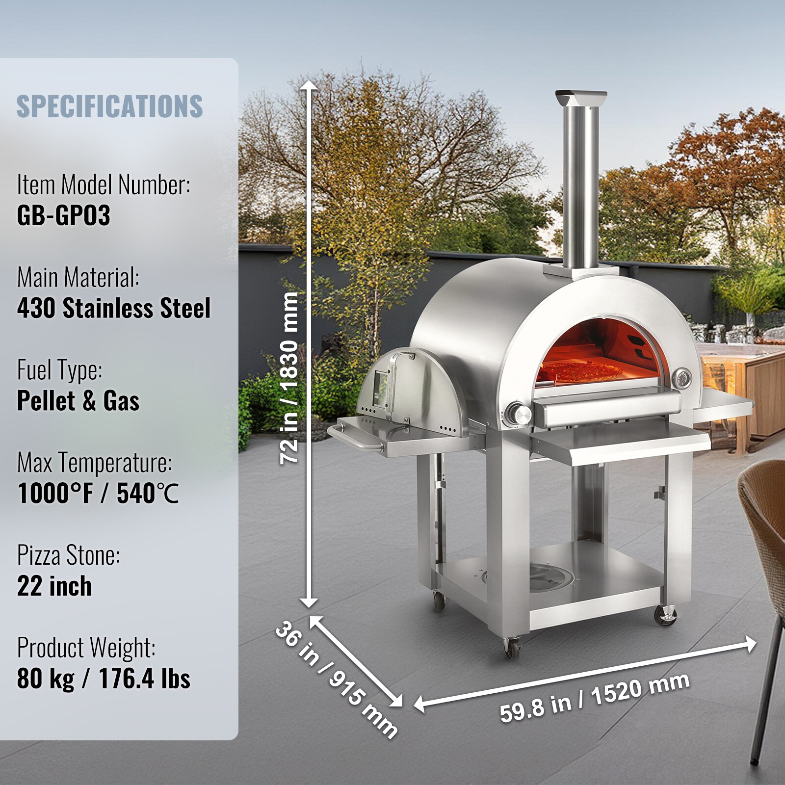 VEVOR SCYSPSLYS22207393V0 Outdoor-Pizza-Ovens - View #7