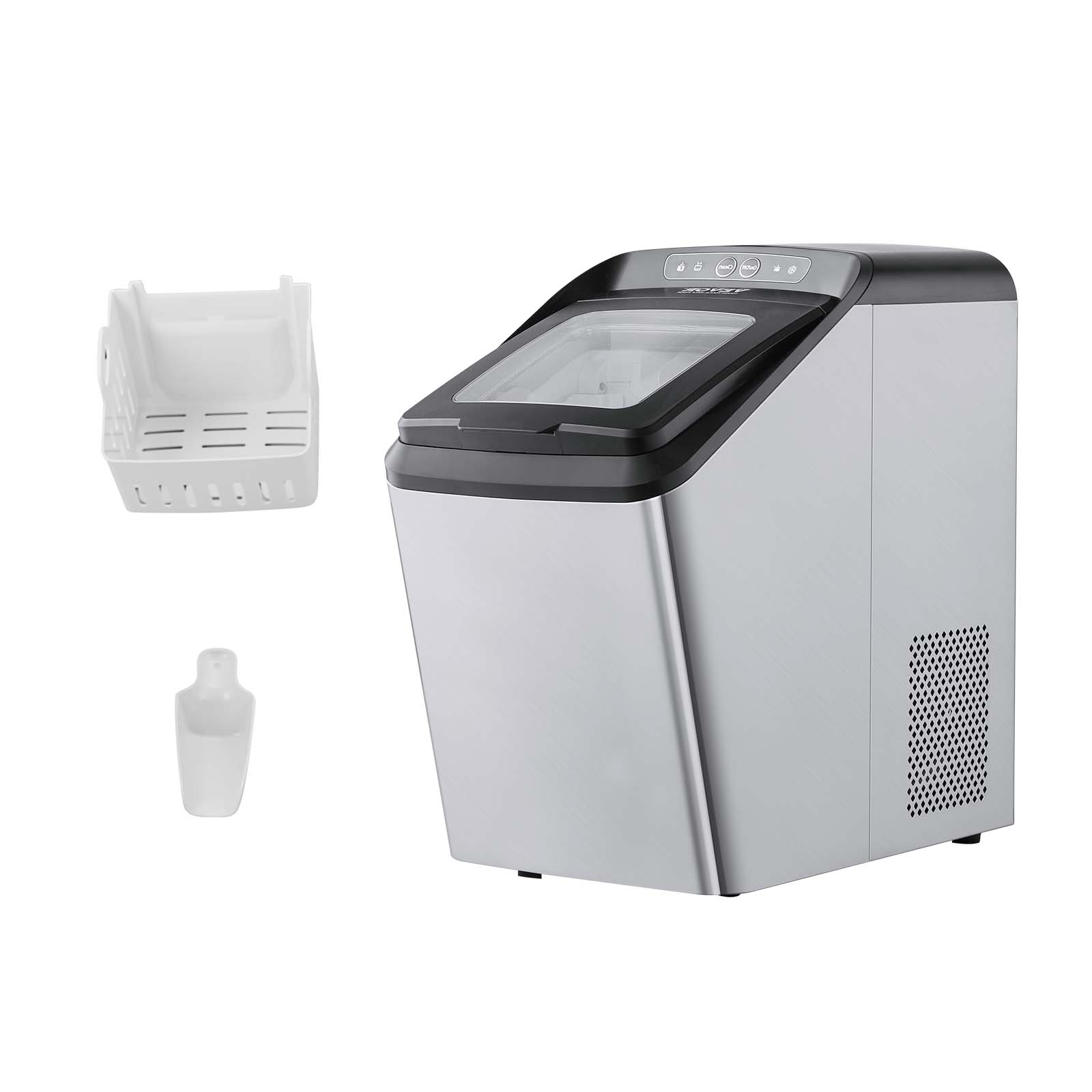 Stainless Steel Portable Nugget Ice Maker with Self-Cleaning Function