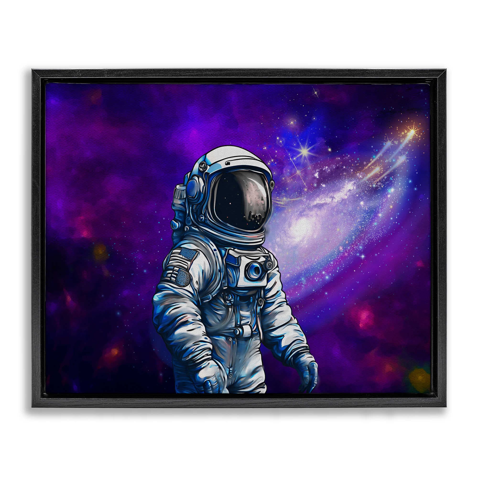 Stupell Industries BS-060-FFB-24X30 Astronaut with Swirling Galaxy Floating Frame design by Jesse Keith