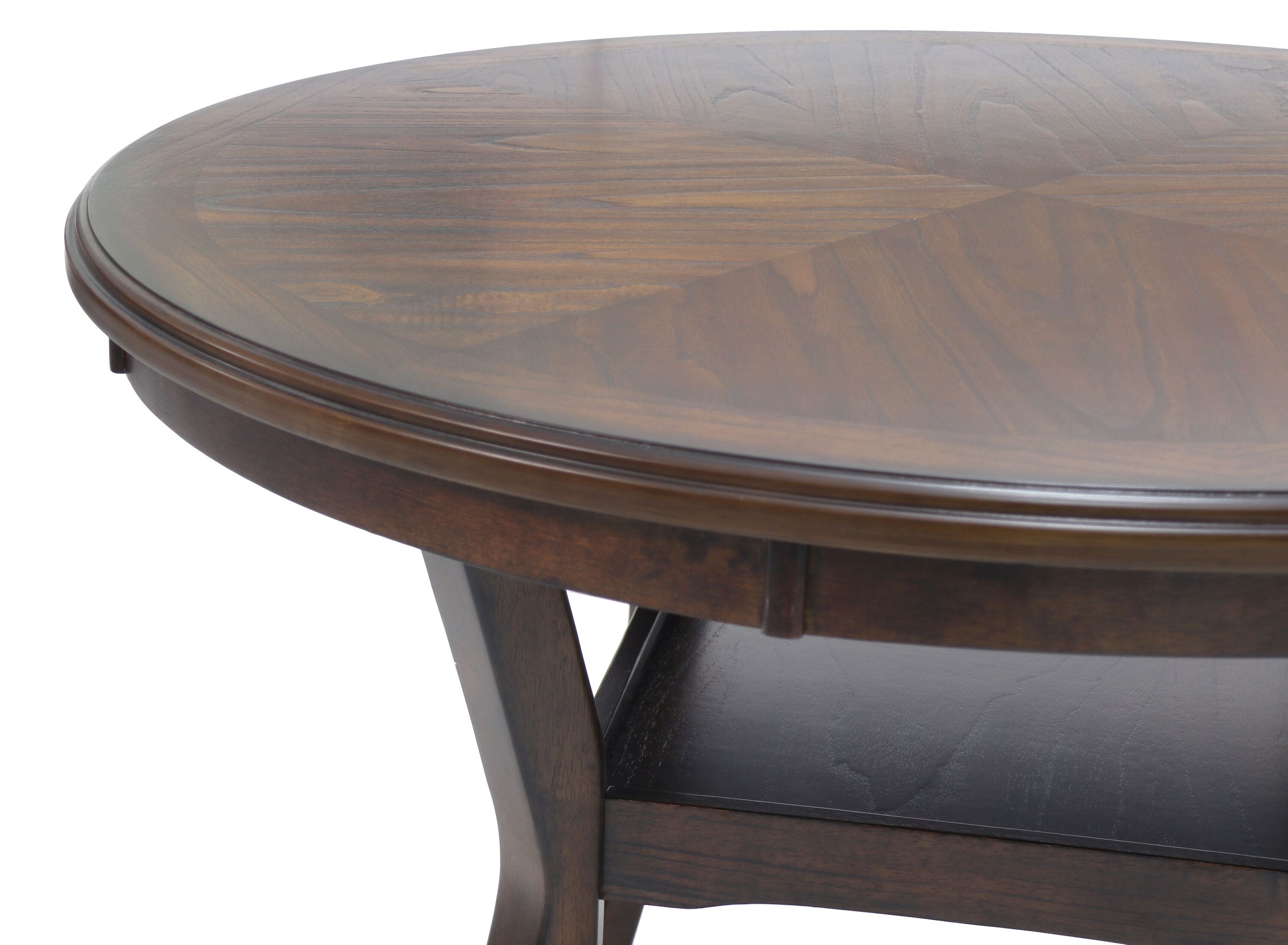 Cherry Brown Round Wood Dining Set with 4 Chairs
